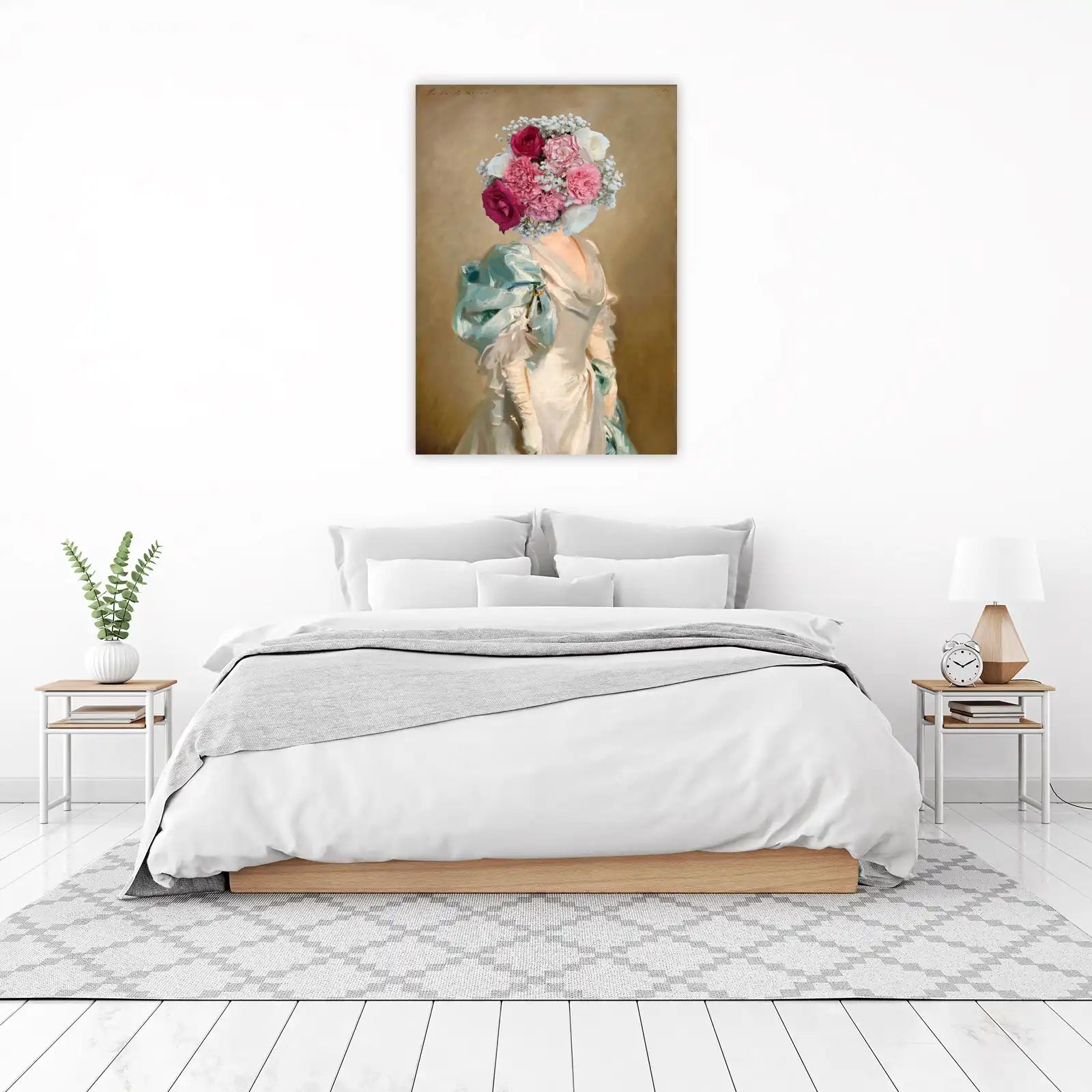 Floral Head Portrait Vintage Lady Wall Art