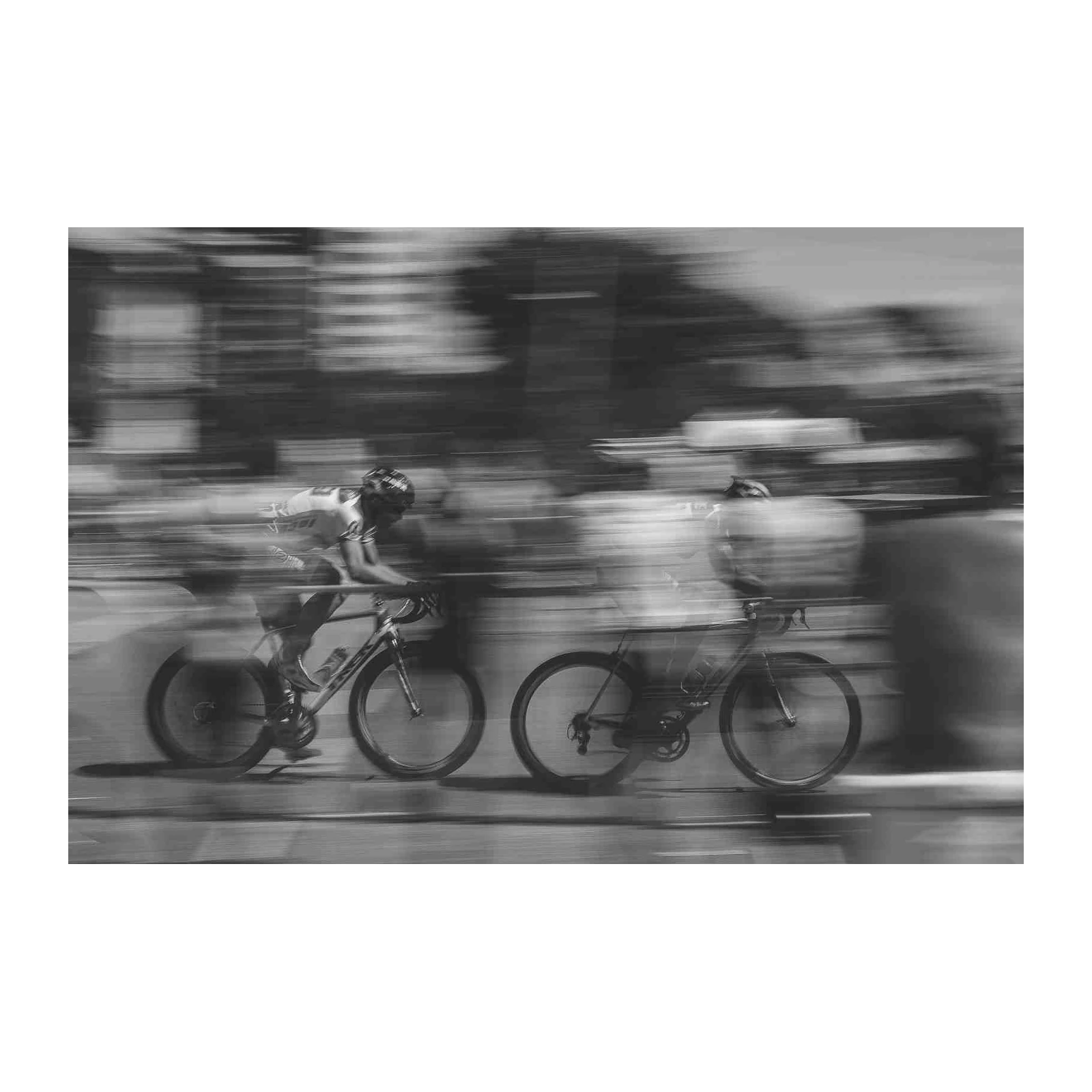 Dynamic Cyclist Motion Black & White Wall Art