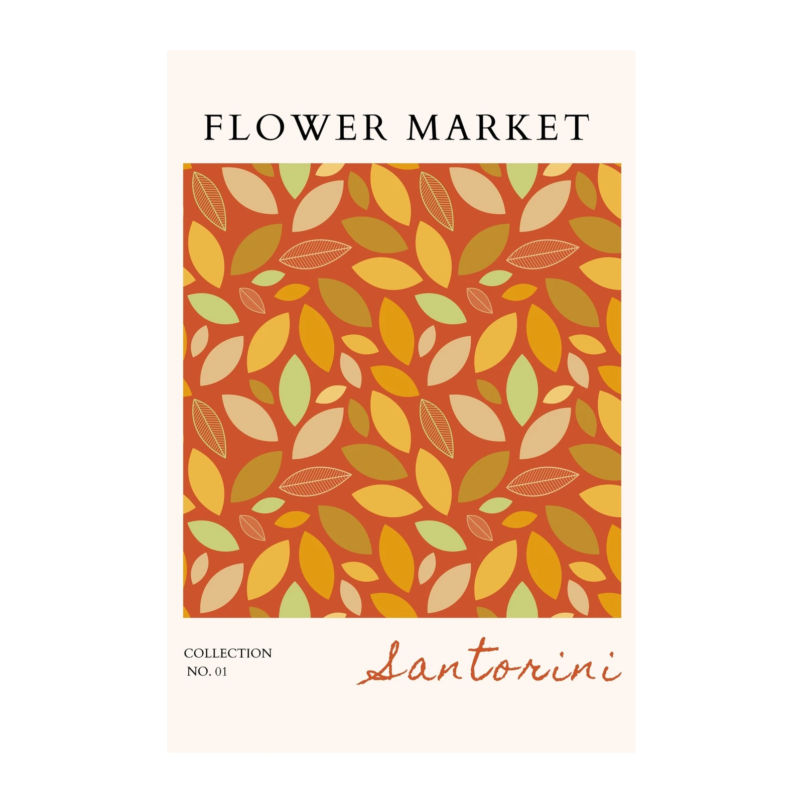 Autumn Leaves Santorini Flower Market Wall Art