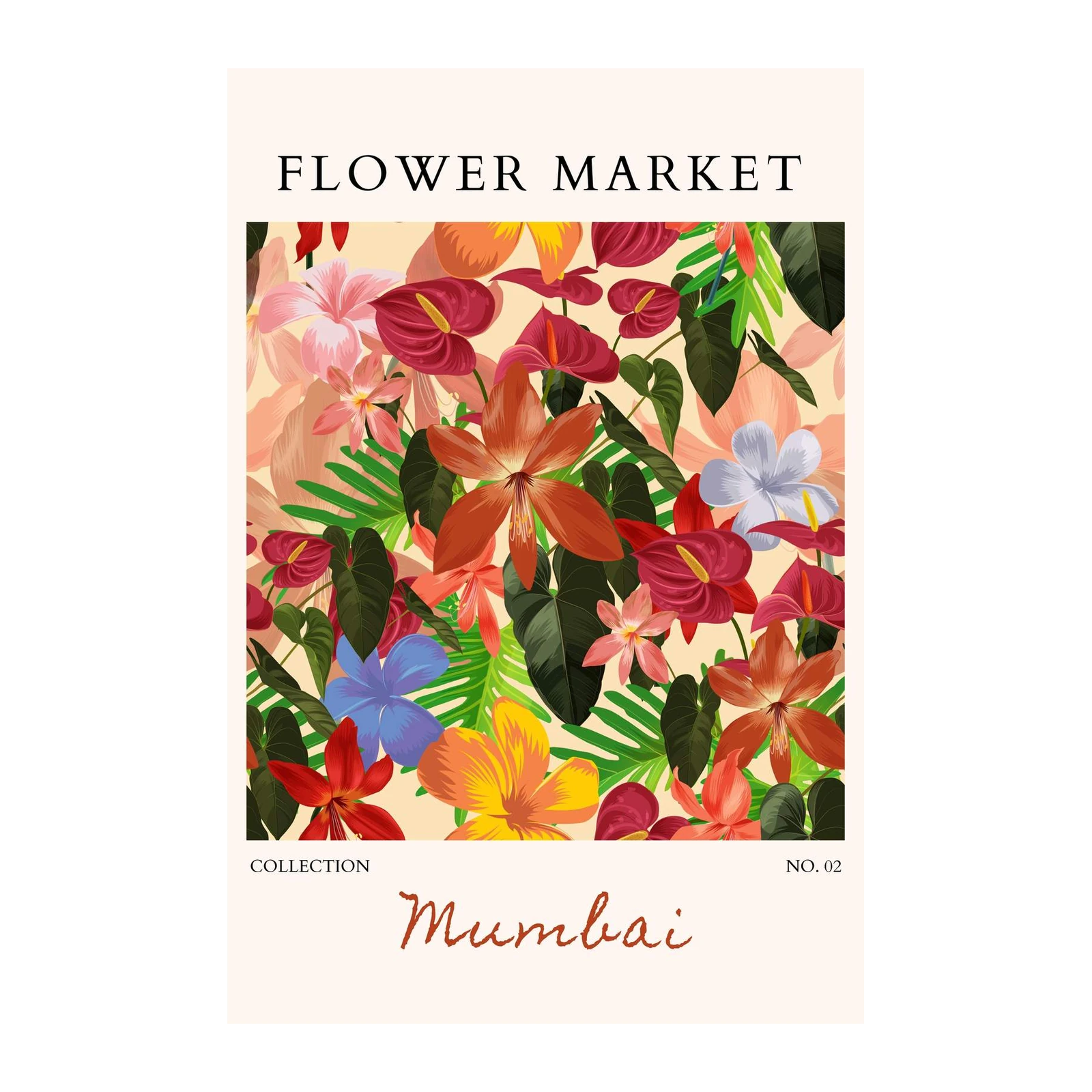 Vibrant Tropical Flower Market Wall Art