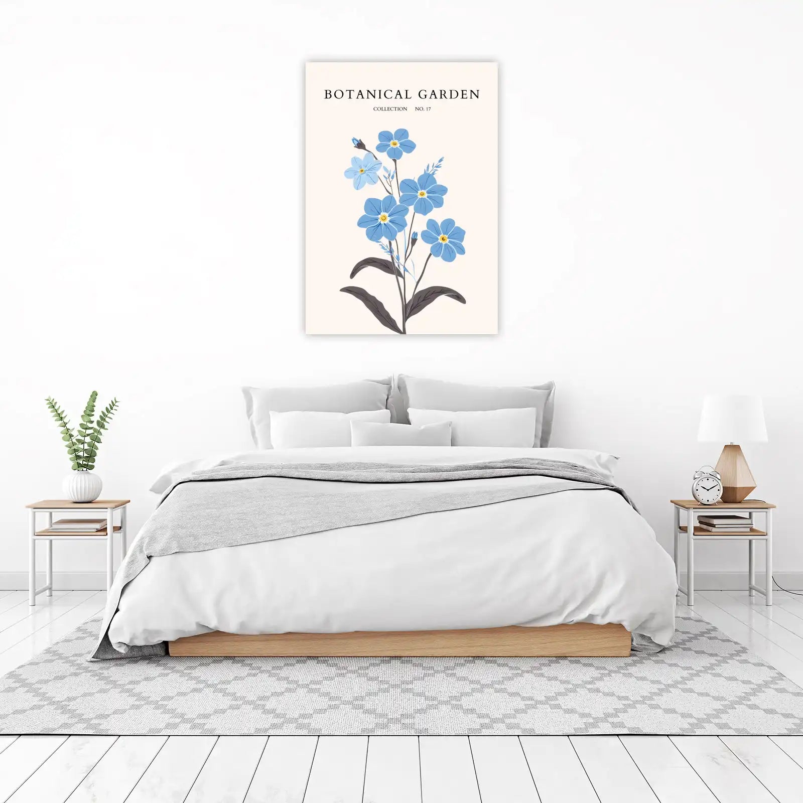 Blue Botanical Garden Flowers Wall Art