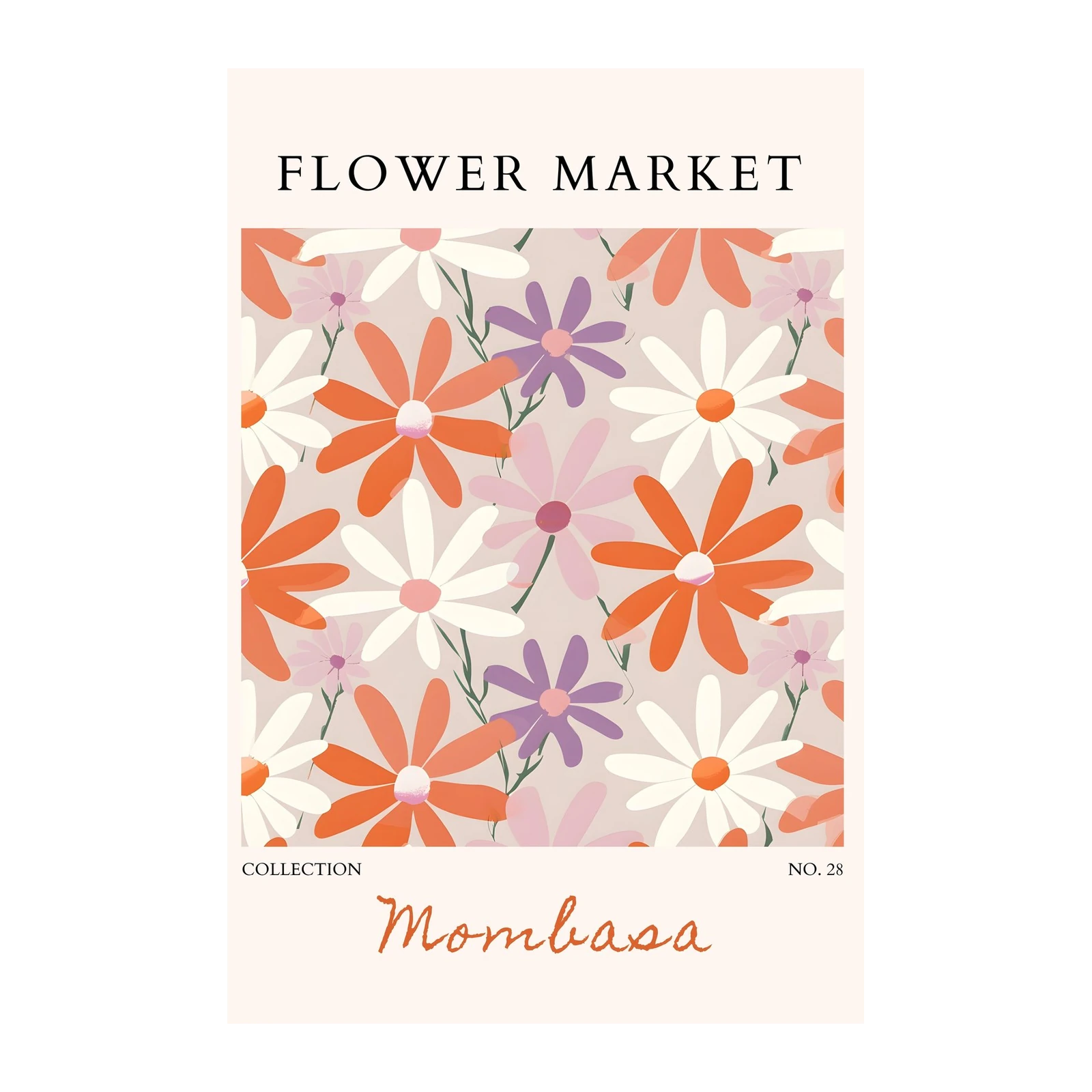 Retro Daisy Flower Market Wall Art