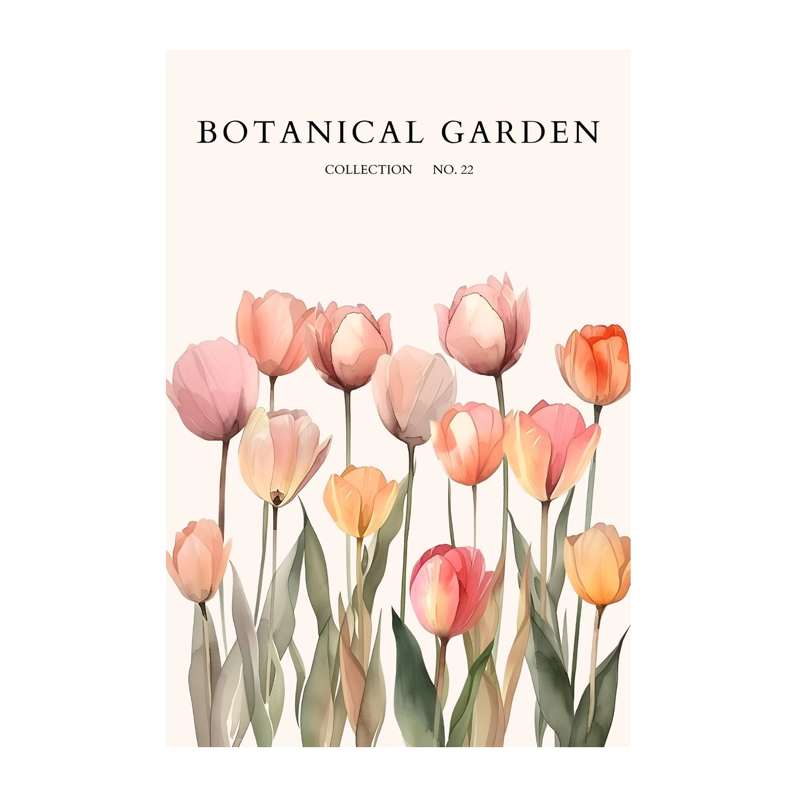 Soft Watercolor Tulips Botanical Garden Wall Art