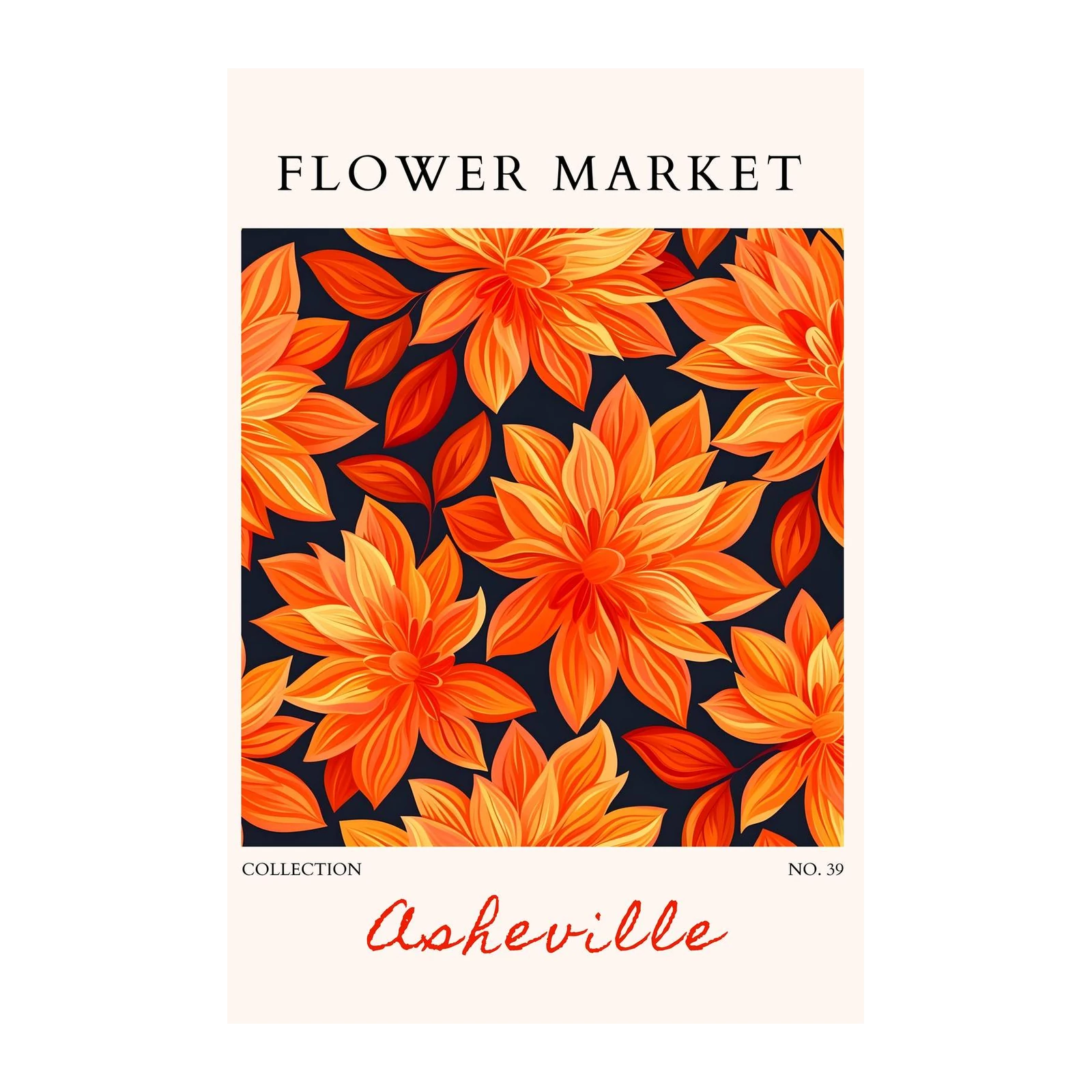 Vibrant Orange Dahlia Flower Market Wall Art