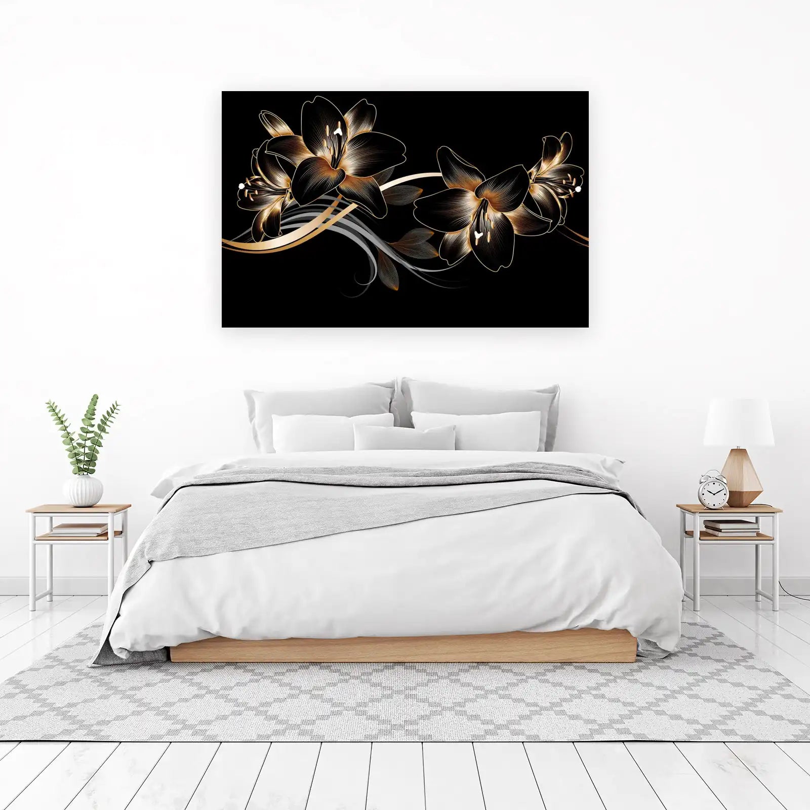 Black Gold Lily Floral Wall Art Wall Art