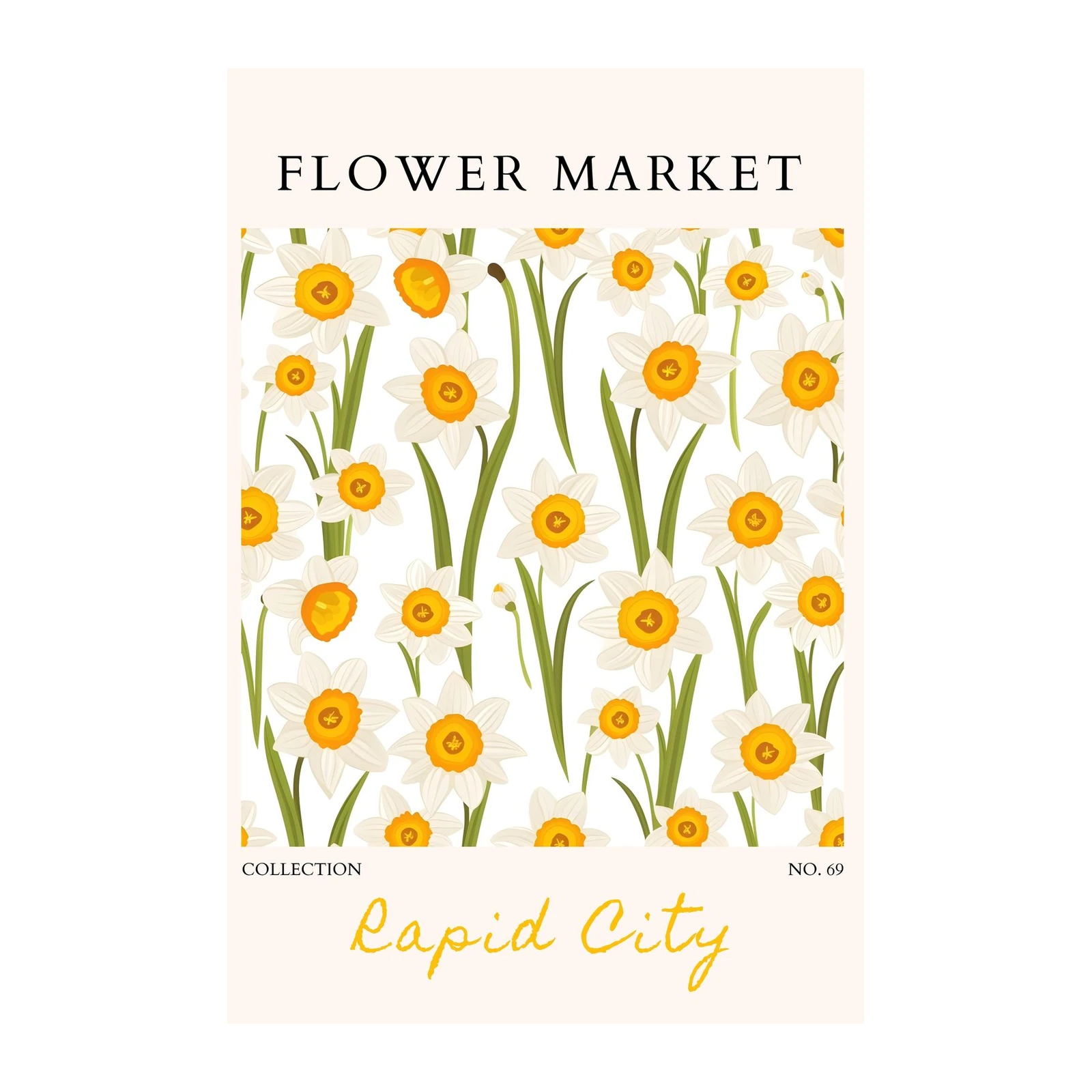 White Daffodil Market Floral Wall Art