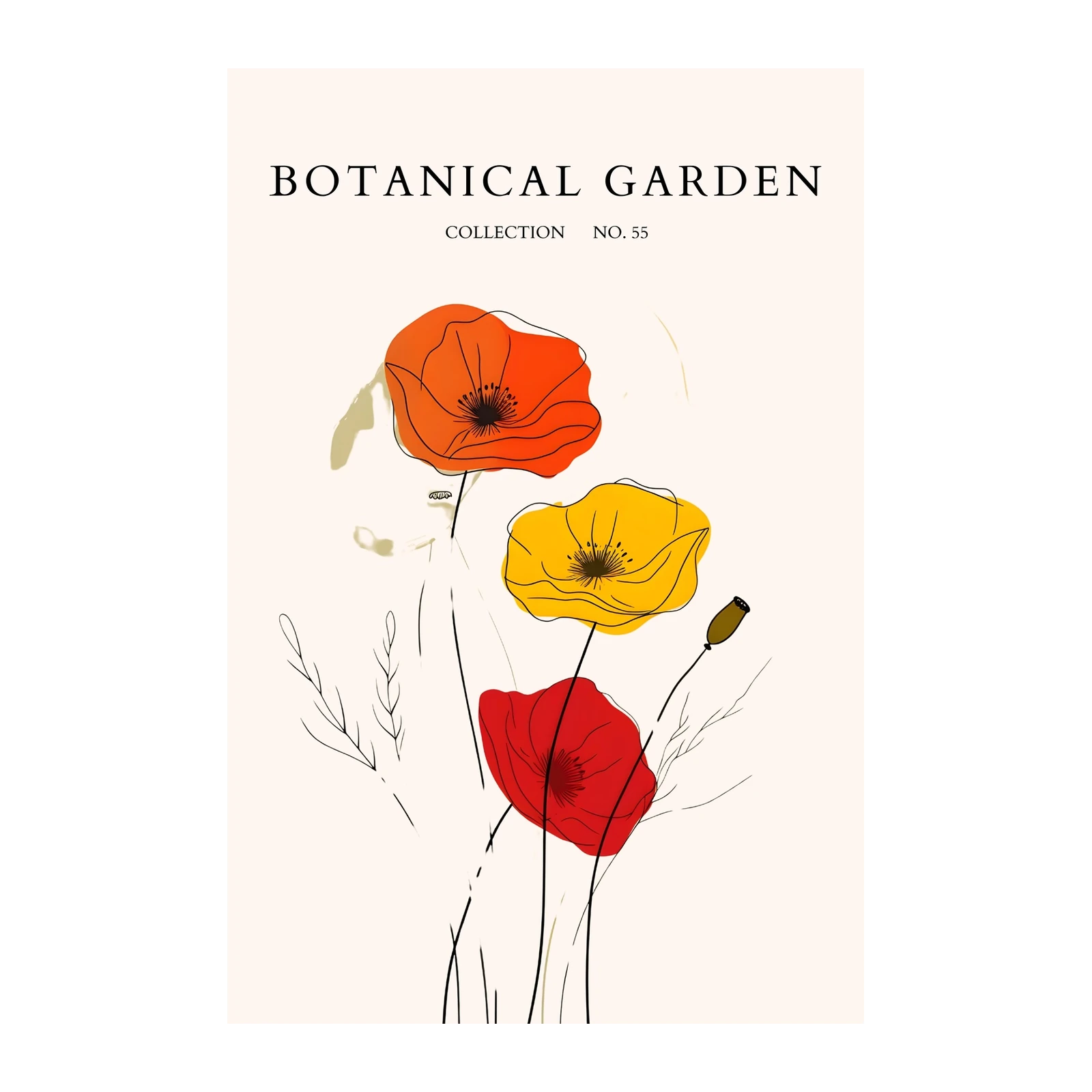 Vibrant Poppy Botanical Garden Wall Art
