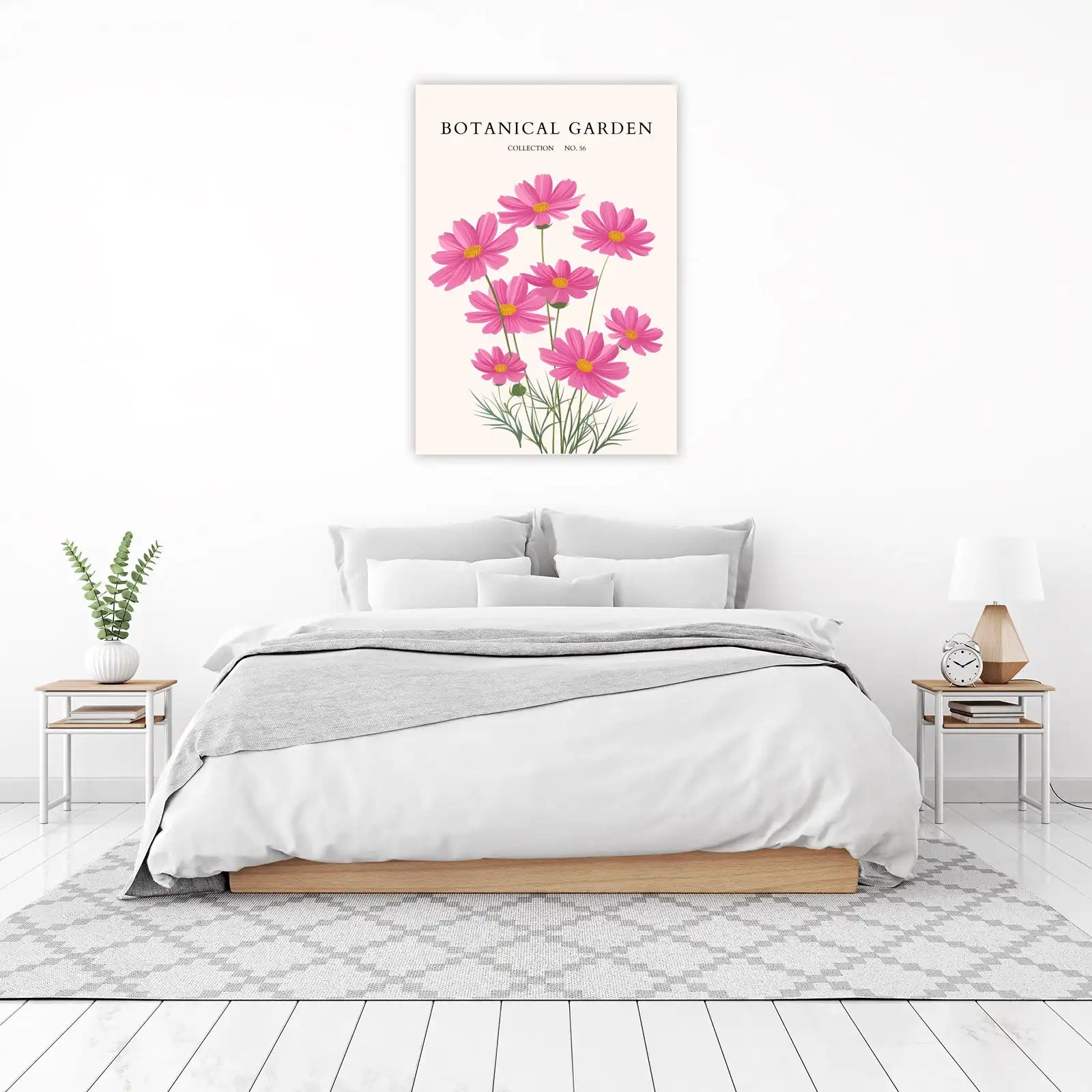 Vibrant Pink Cosmos Botanical Garden Wall Art