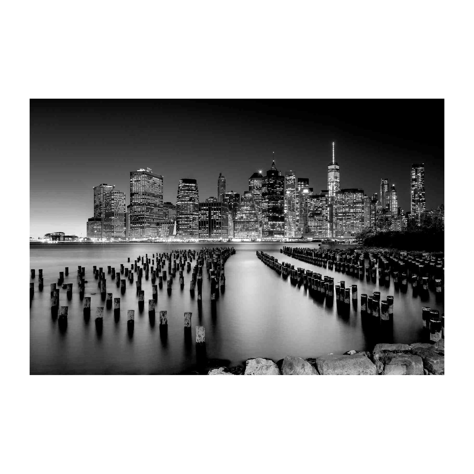 New York City Skyline Black & White Wall Art