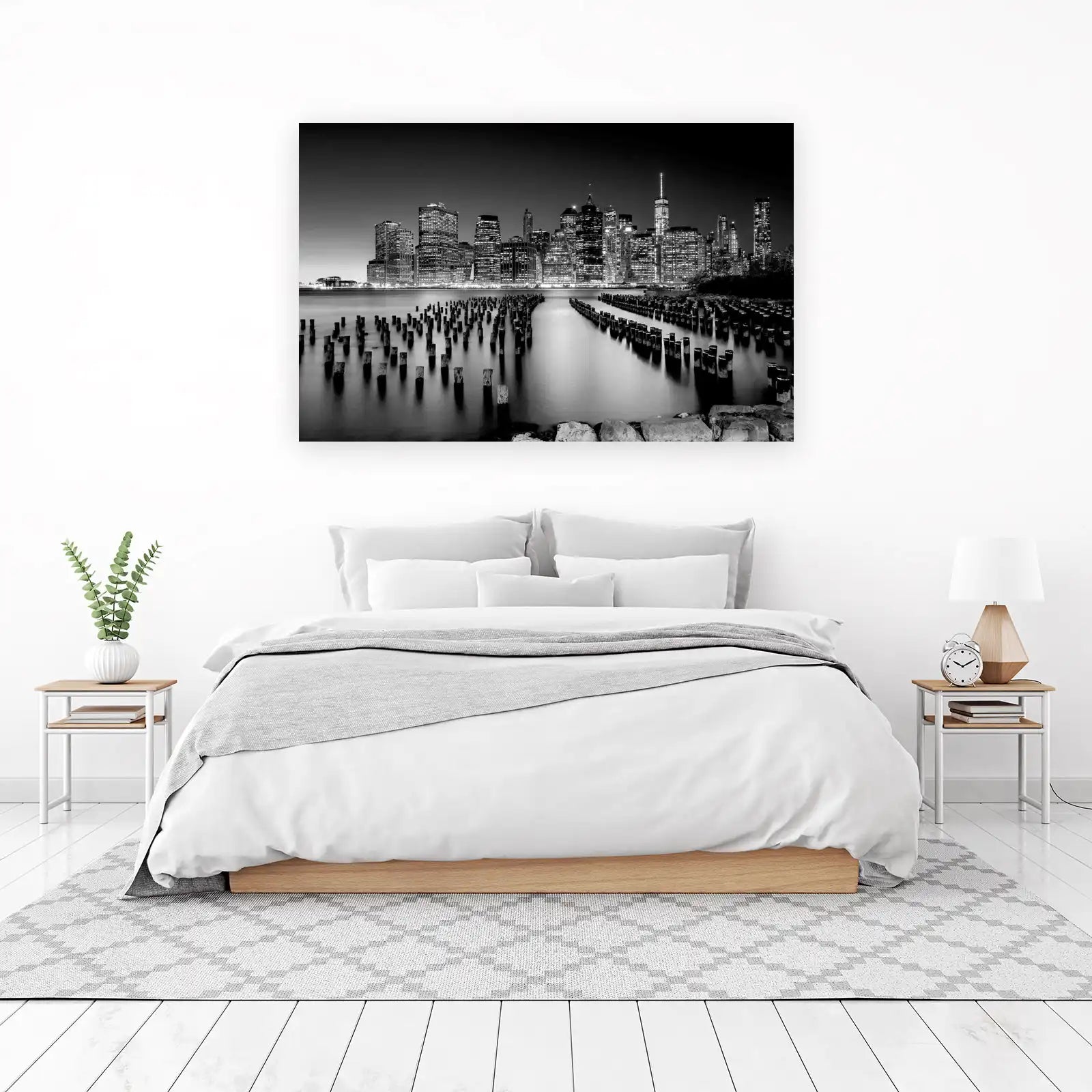 New York City Skyline Black & White Wall Art