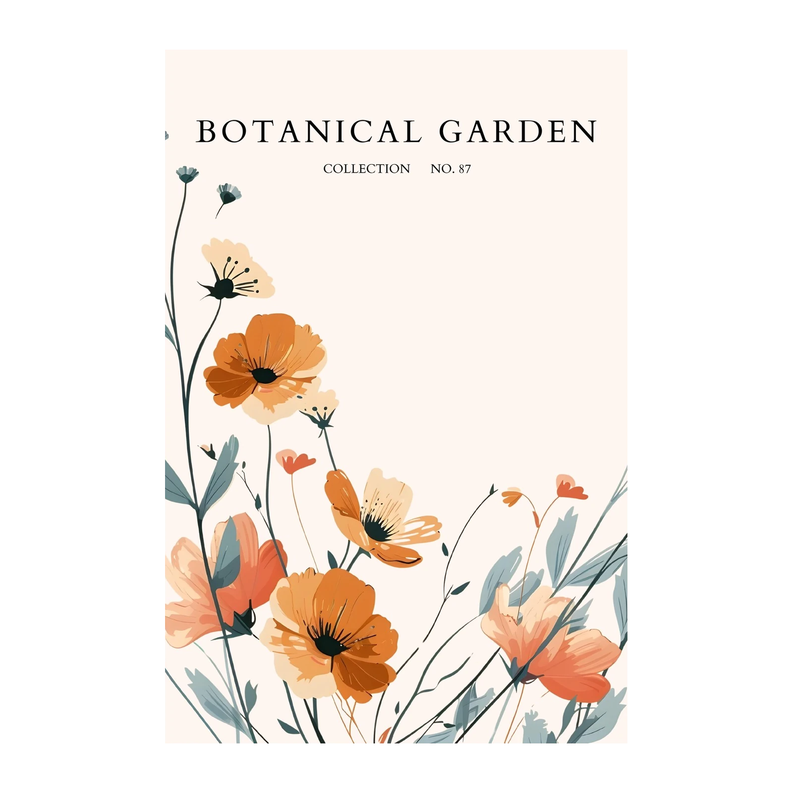 Botanical Garden Floral Orange & Peach Wall Art
