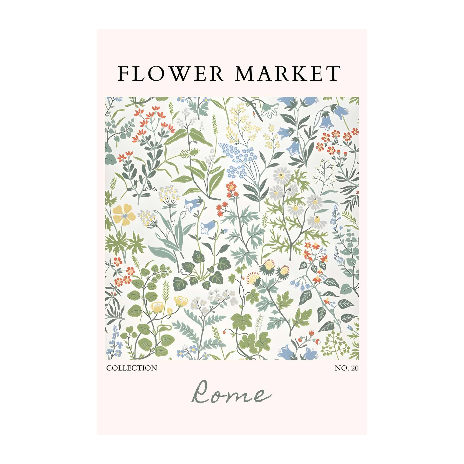 Vintage Floral "Flower Market" Wall Art