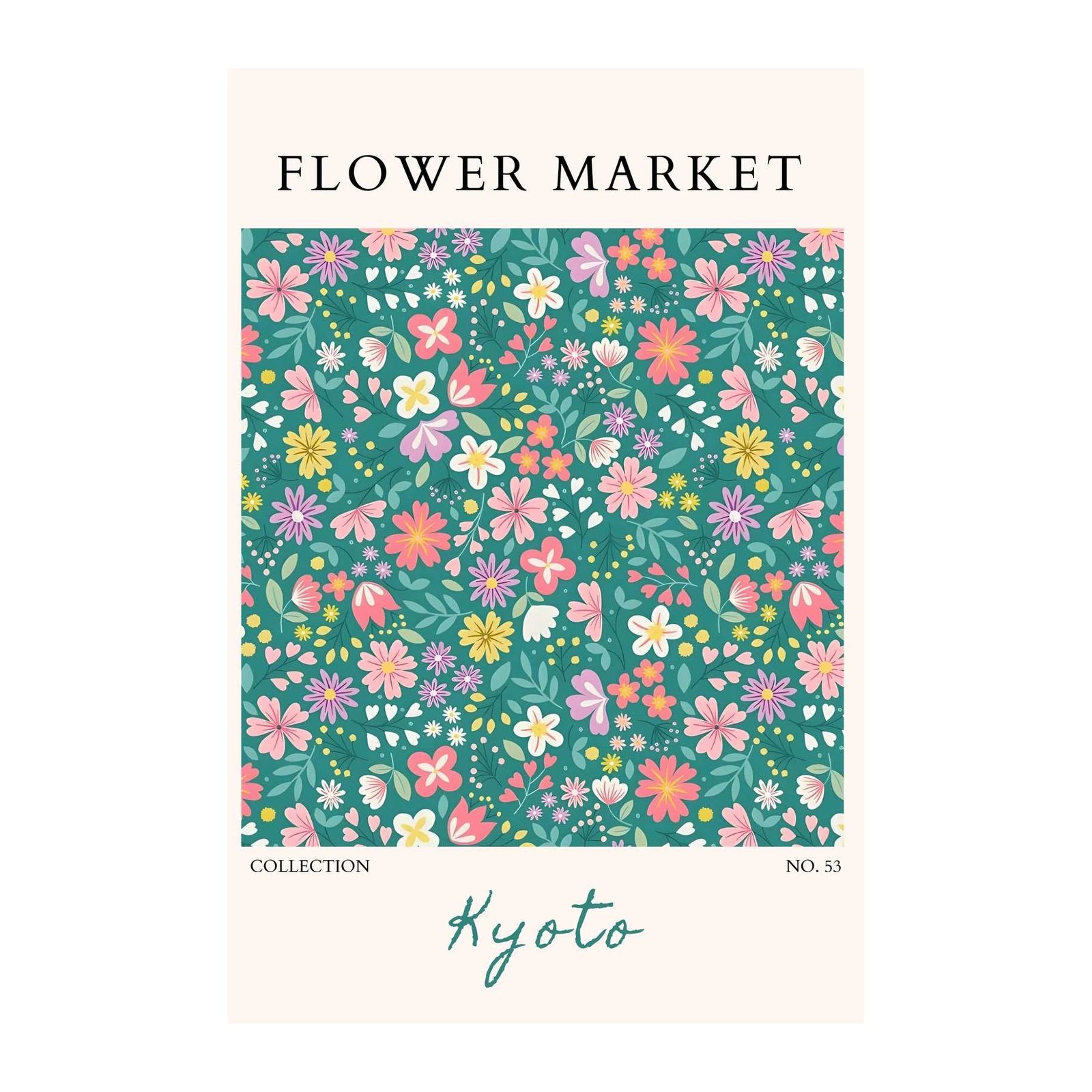 Kyoto Floral Market Vintage Botanical Wall Art