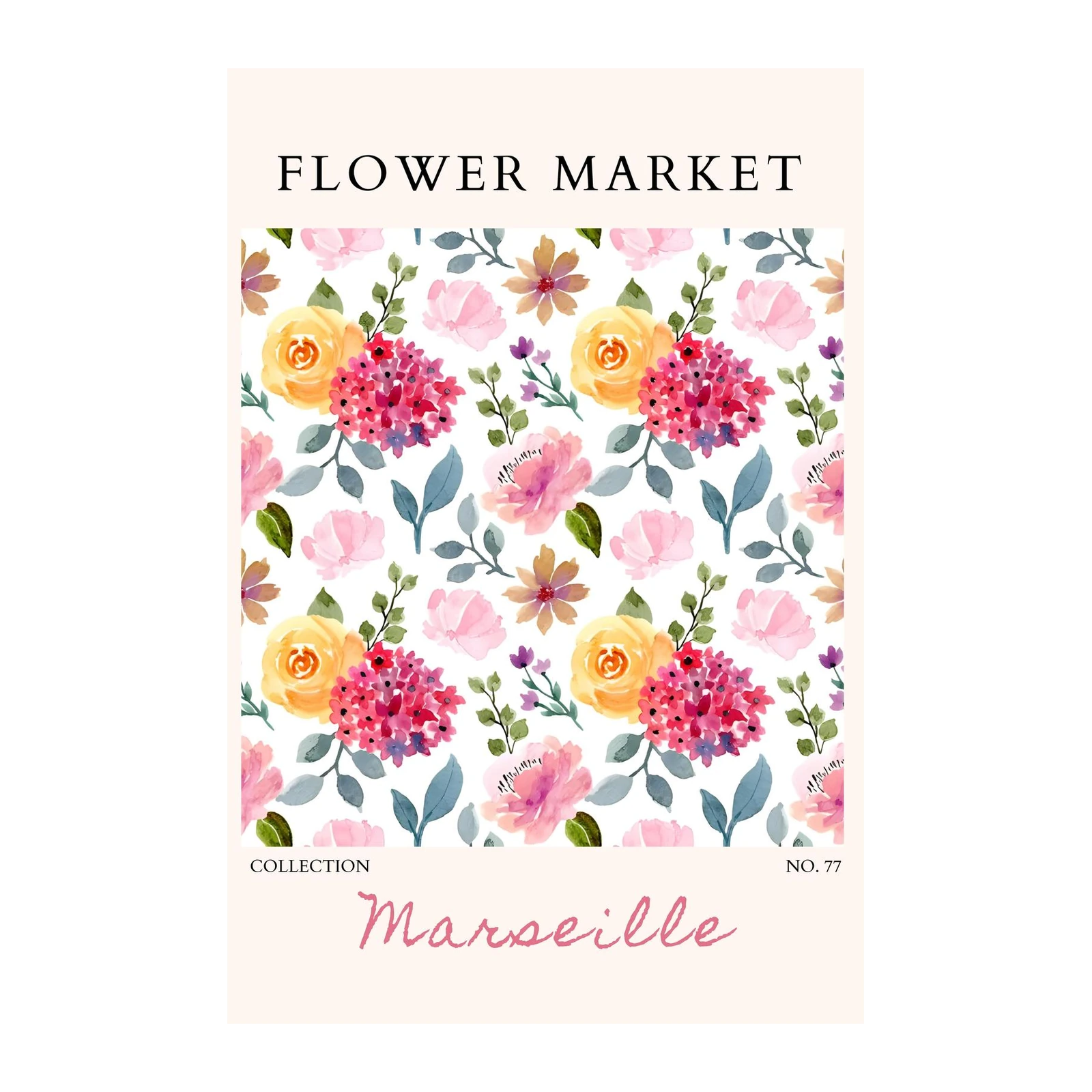 Vibrant Floral Watercolour Flower Market Wall Art