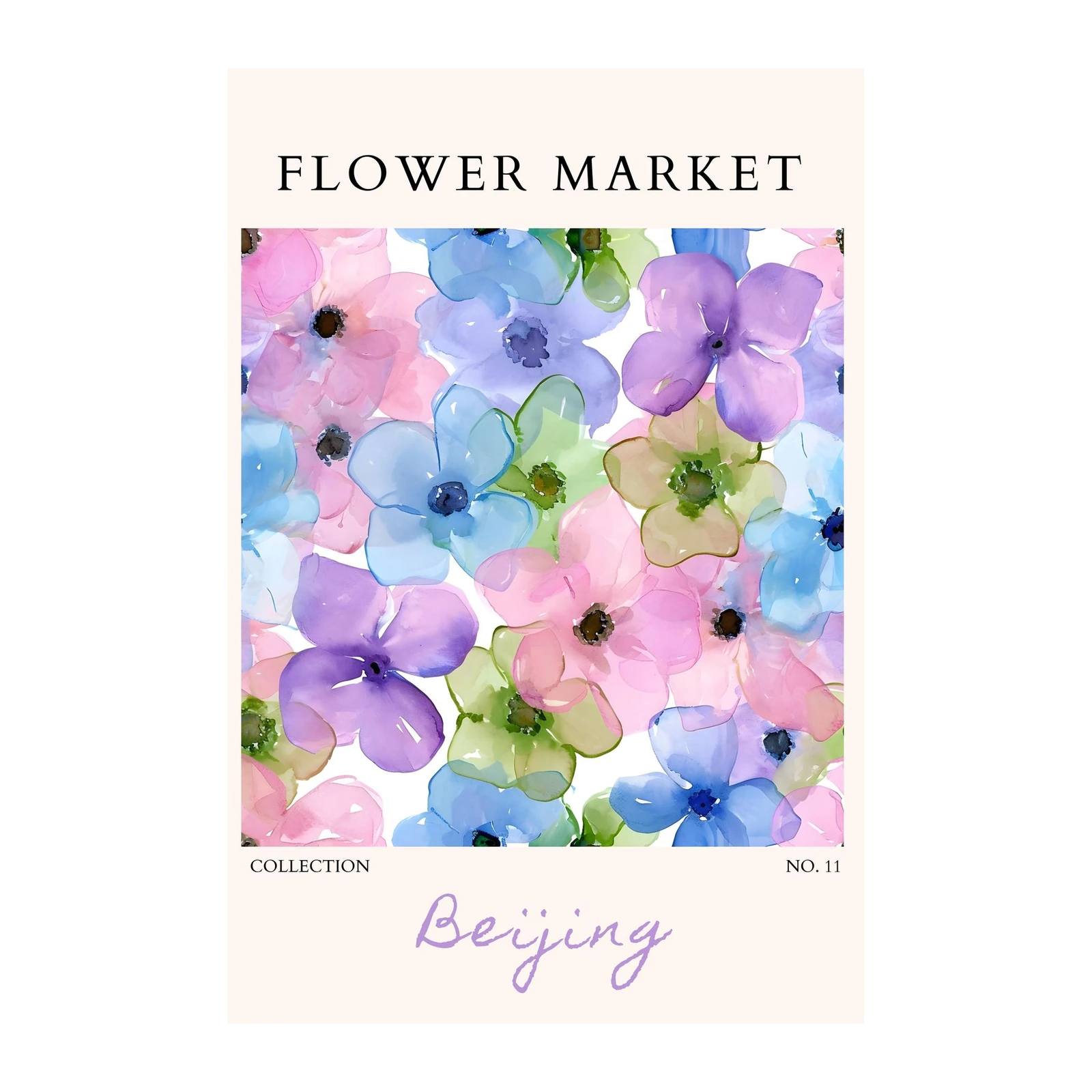 Pastel Floral Market Beijing Wall Art