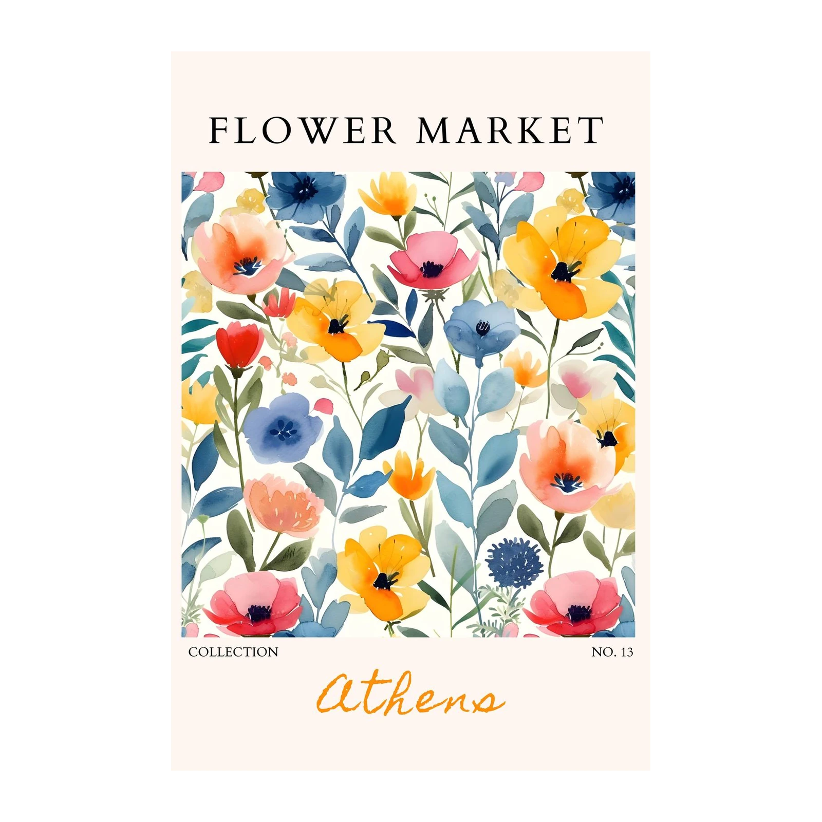 Vibrant Floral Market Watercolor Wall Art