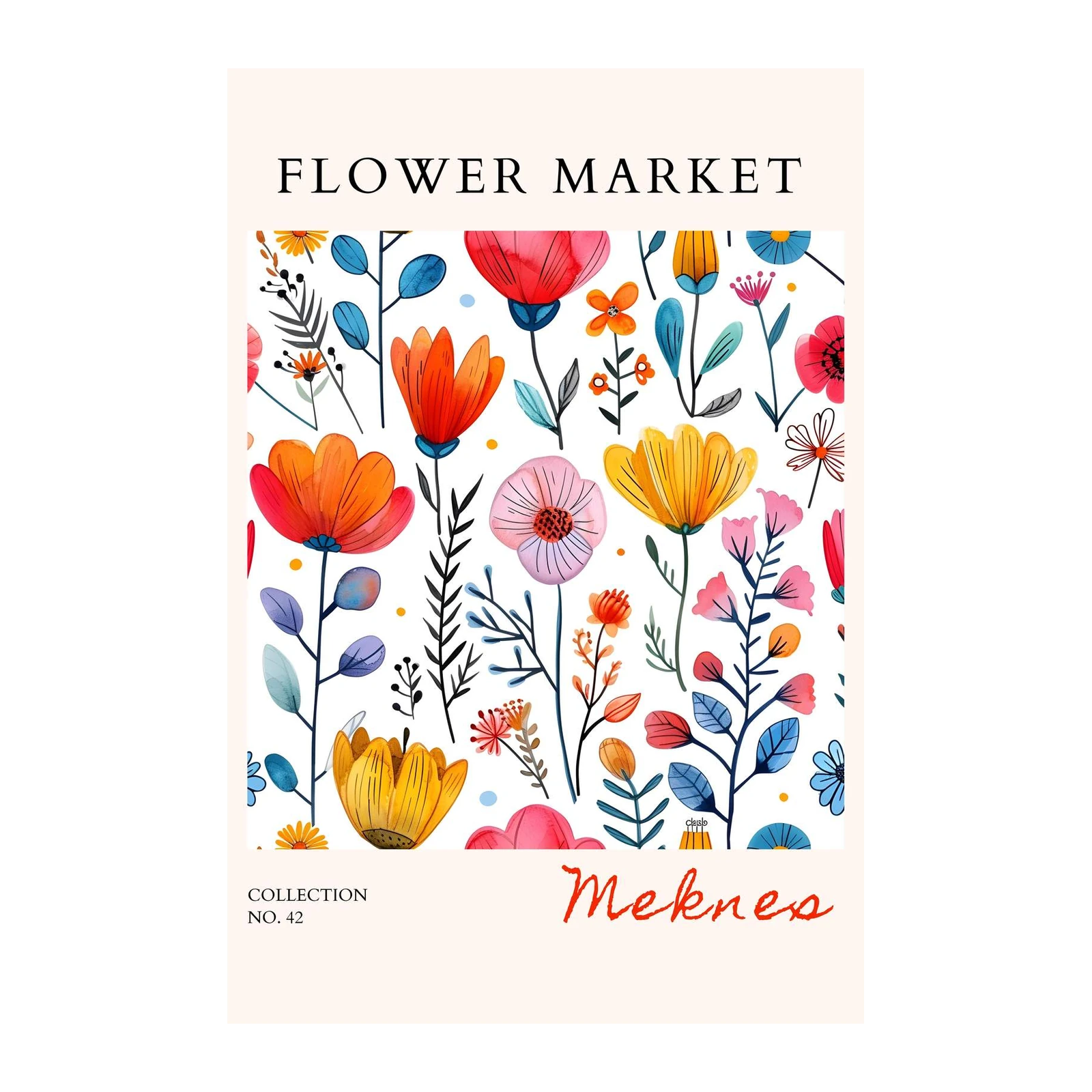 Vibrant Floral Market Watercolor Wall Art