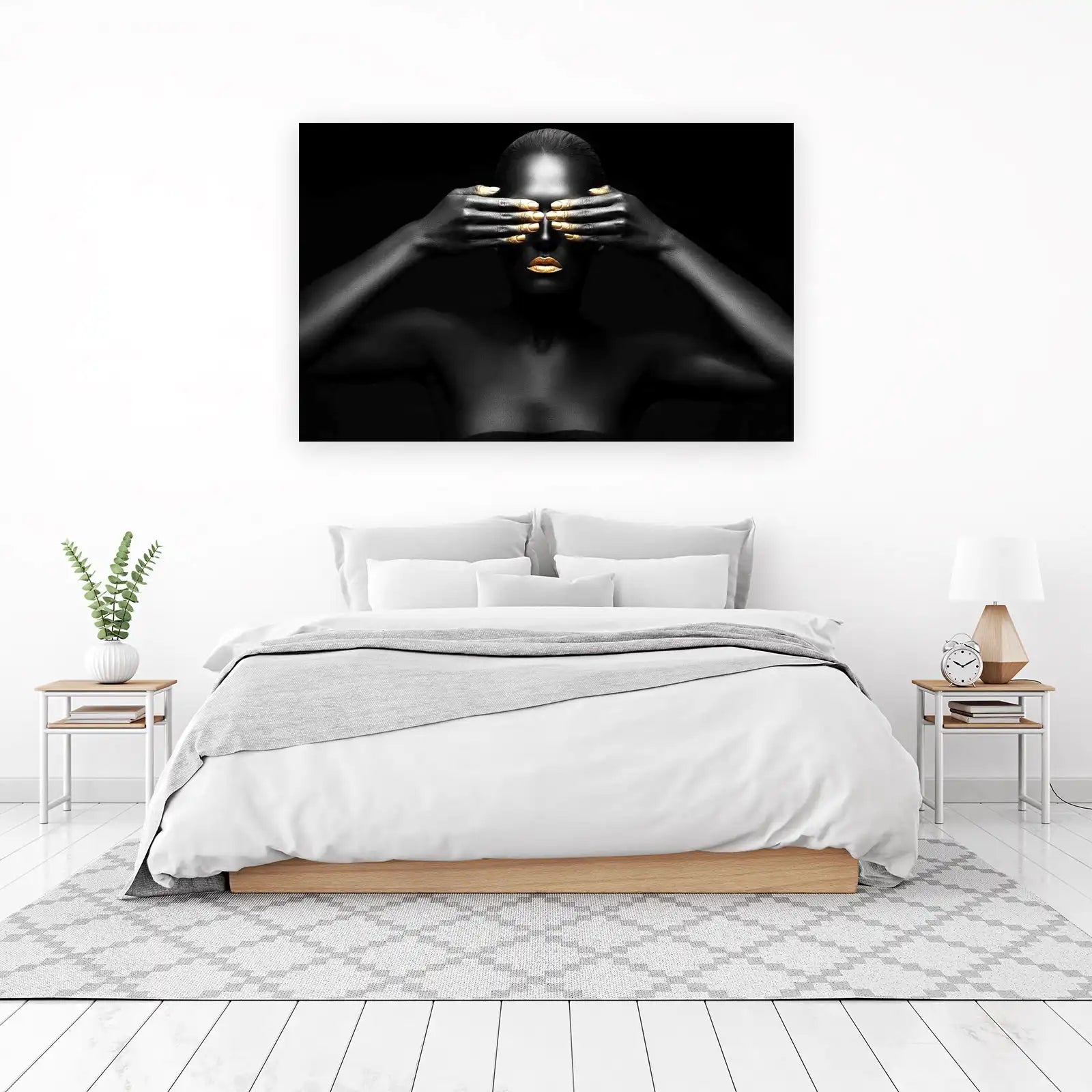 Mysterious Gold Lips & Eyes Wall Art