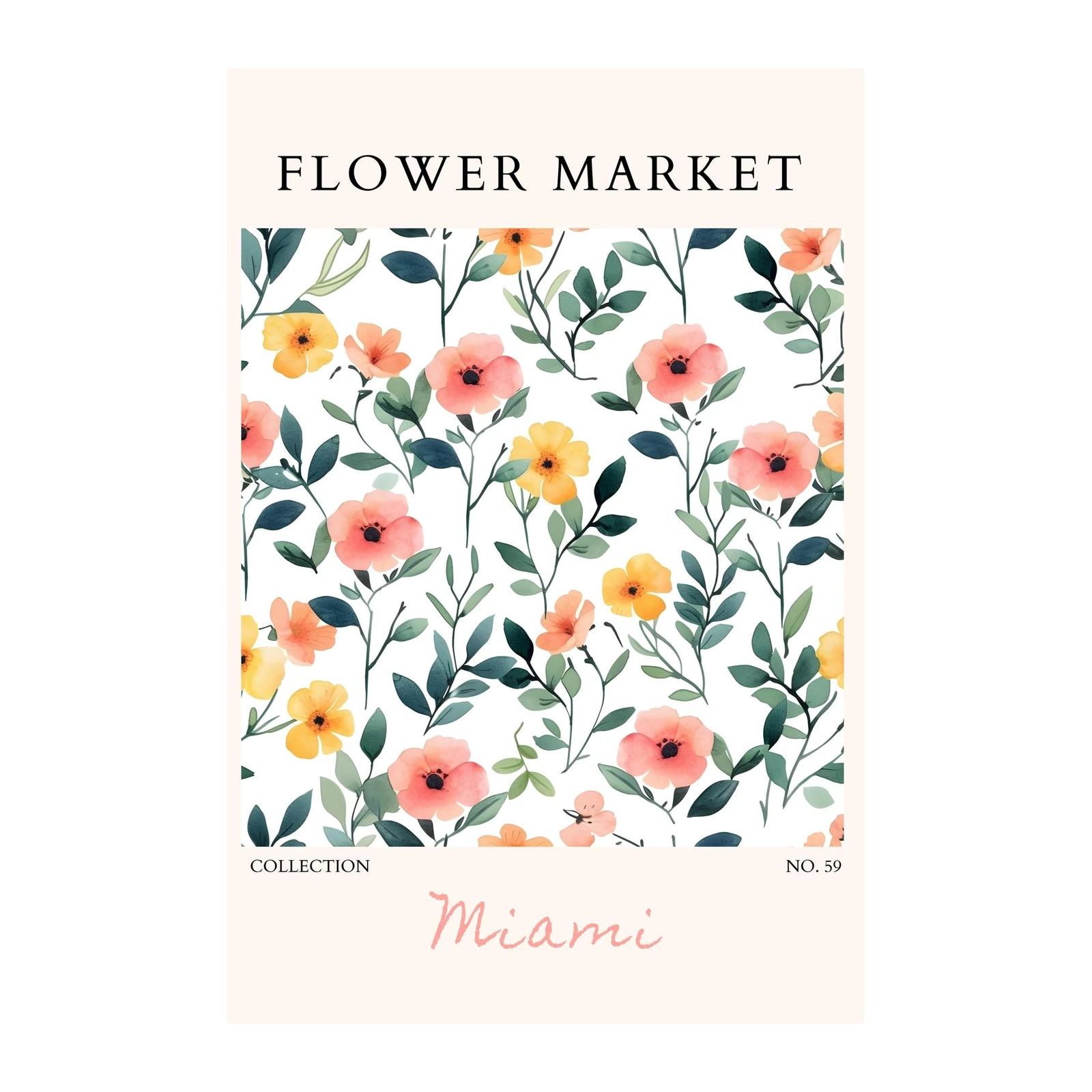 Watercolor Floral Miami Collection Wall Art