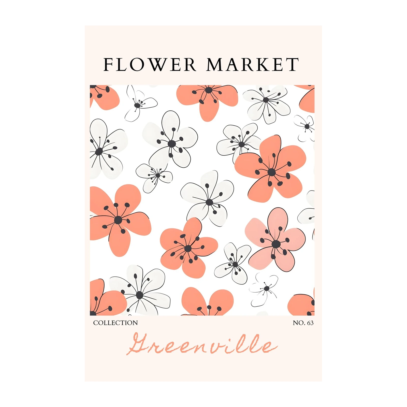 Coral Flower Market "Greenville" Wall Art