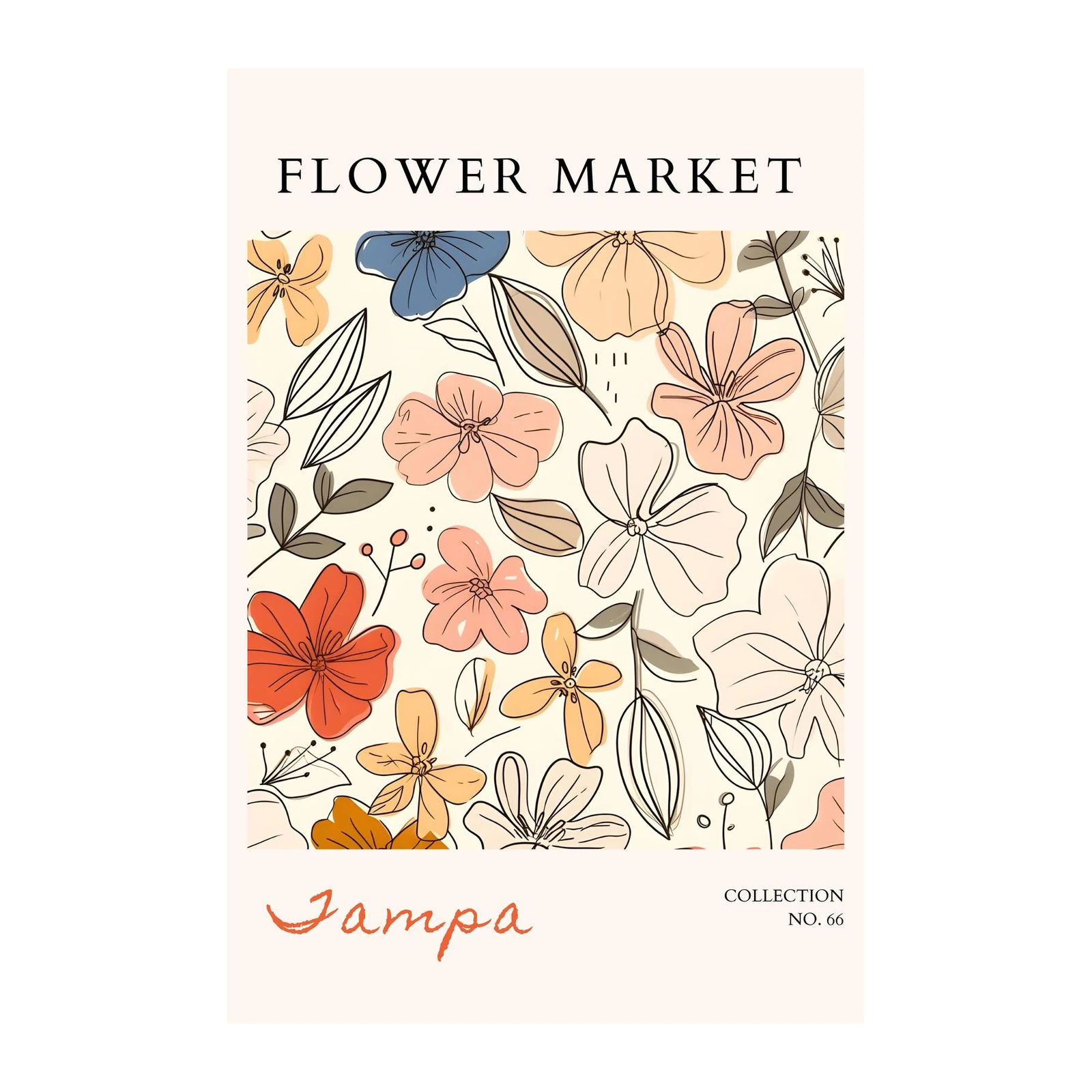 Vintage Flower Market Botanical Art Wall Art