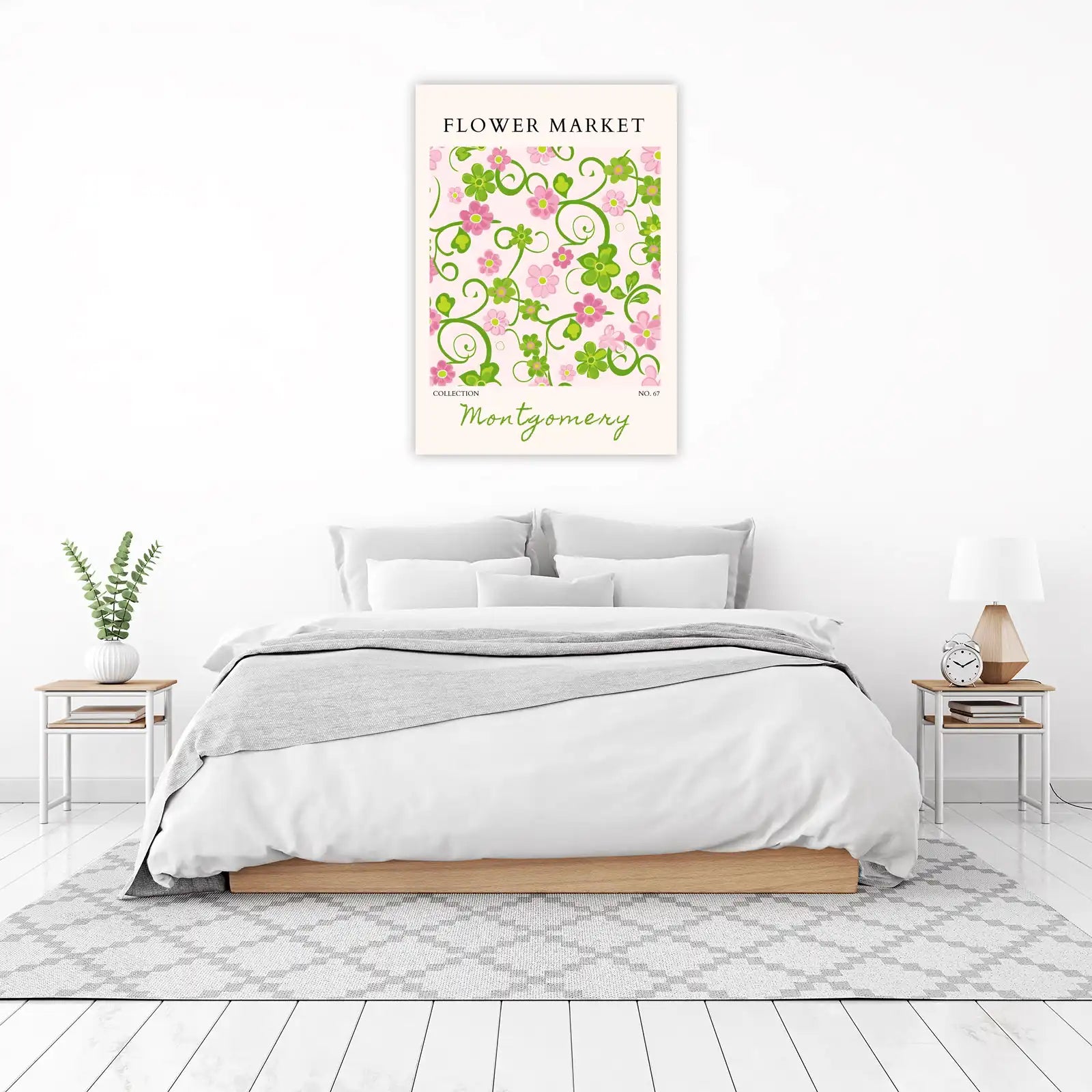 Pink & Green Floral Delight Wall Art