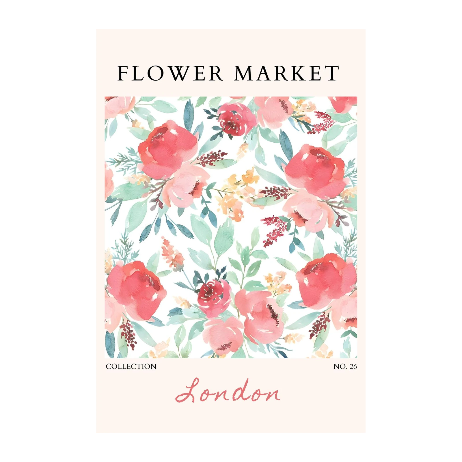 Watercolor Floral Market London Wall Art