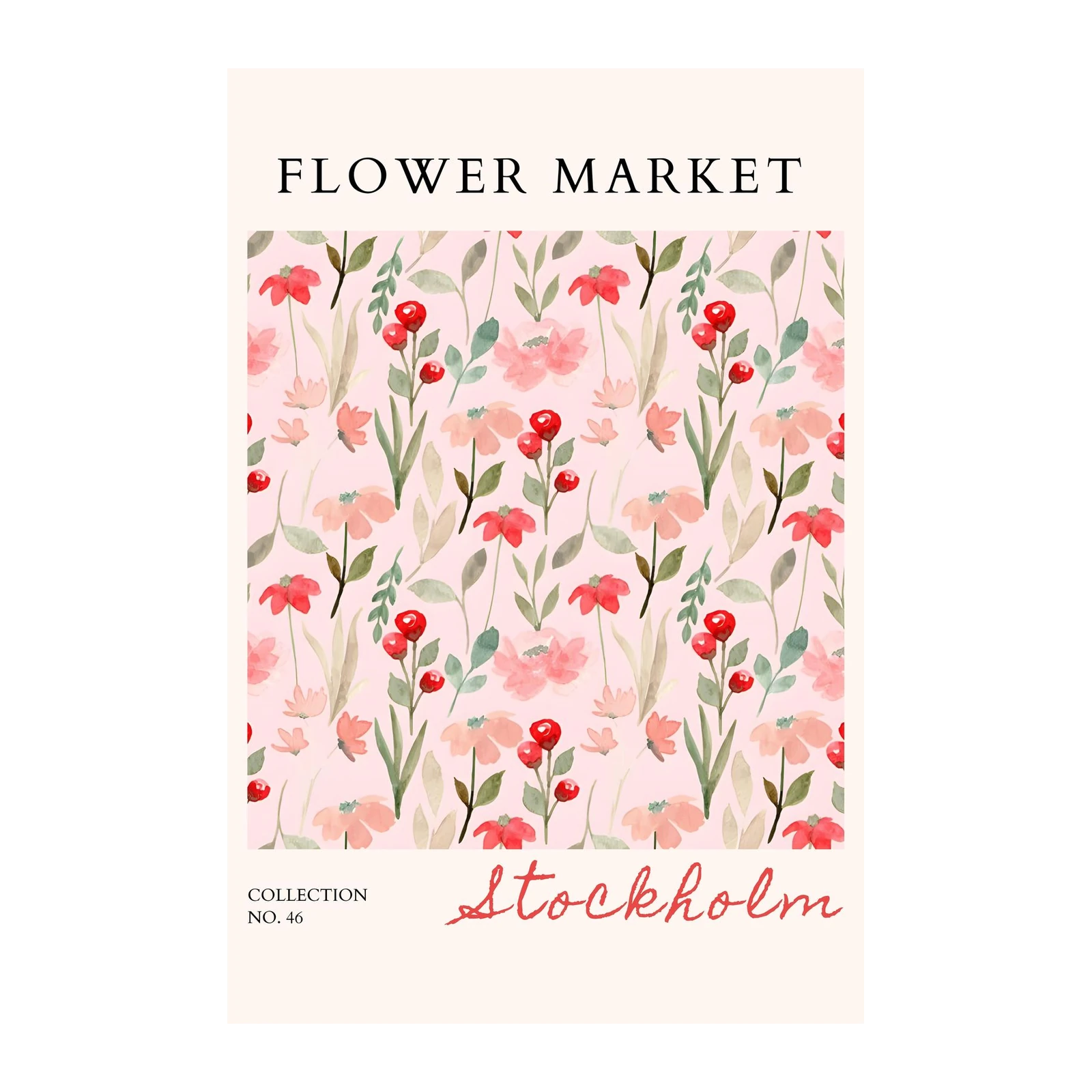 Watercolor Floral Market Stockholm Wall Art