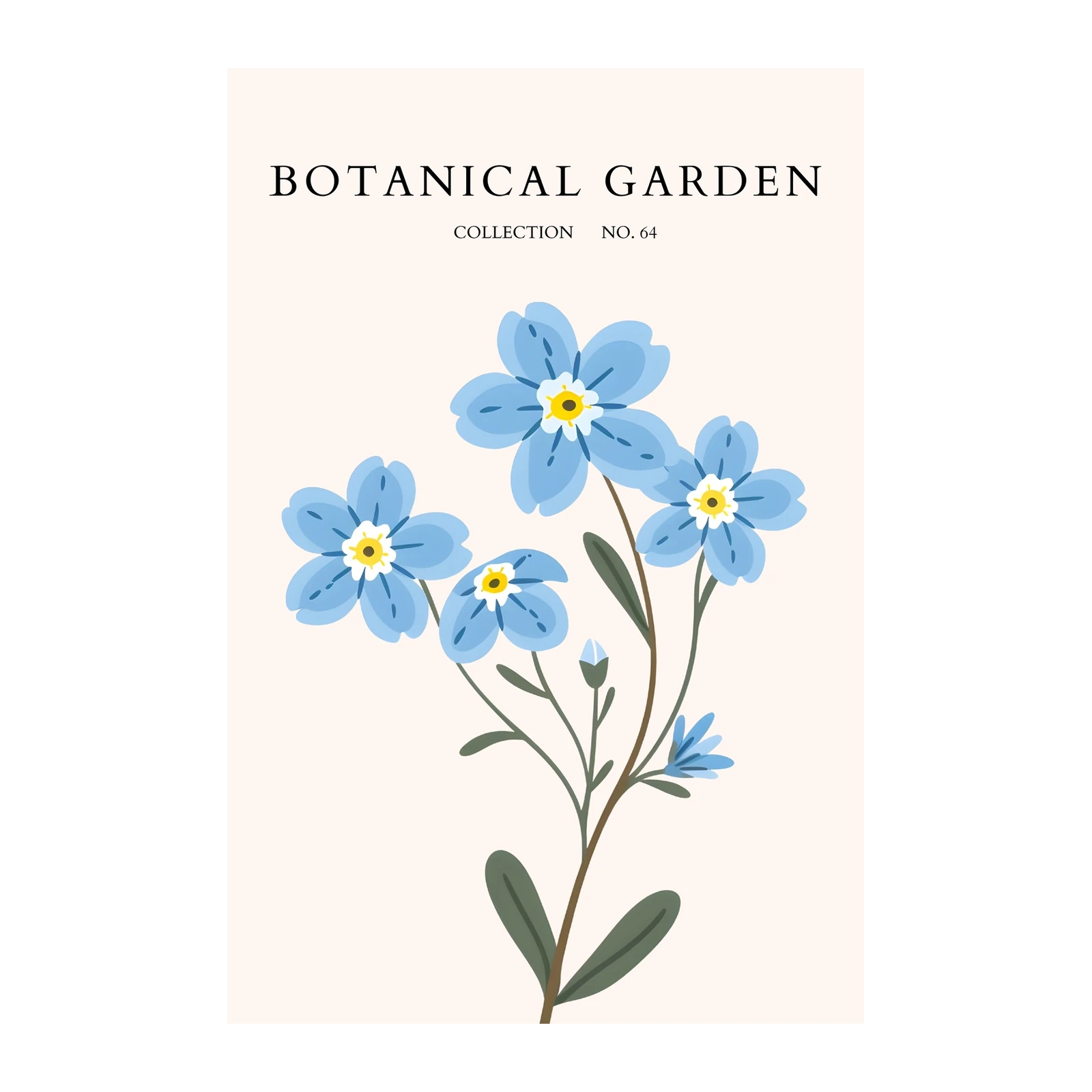 Serene Blue Forget-Me-Nots Botanical Wall Art
