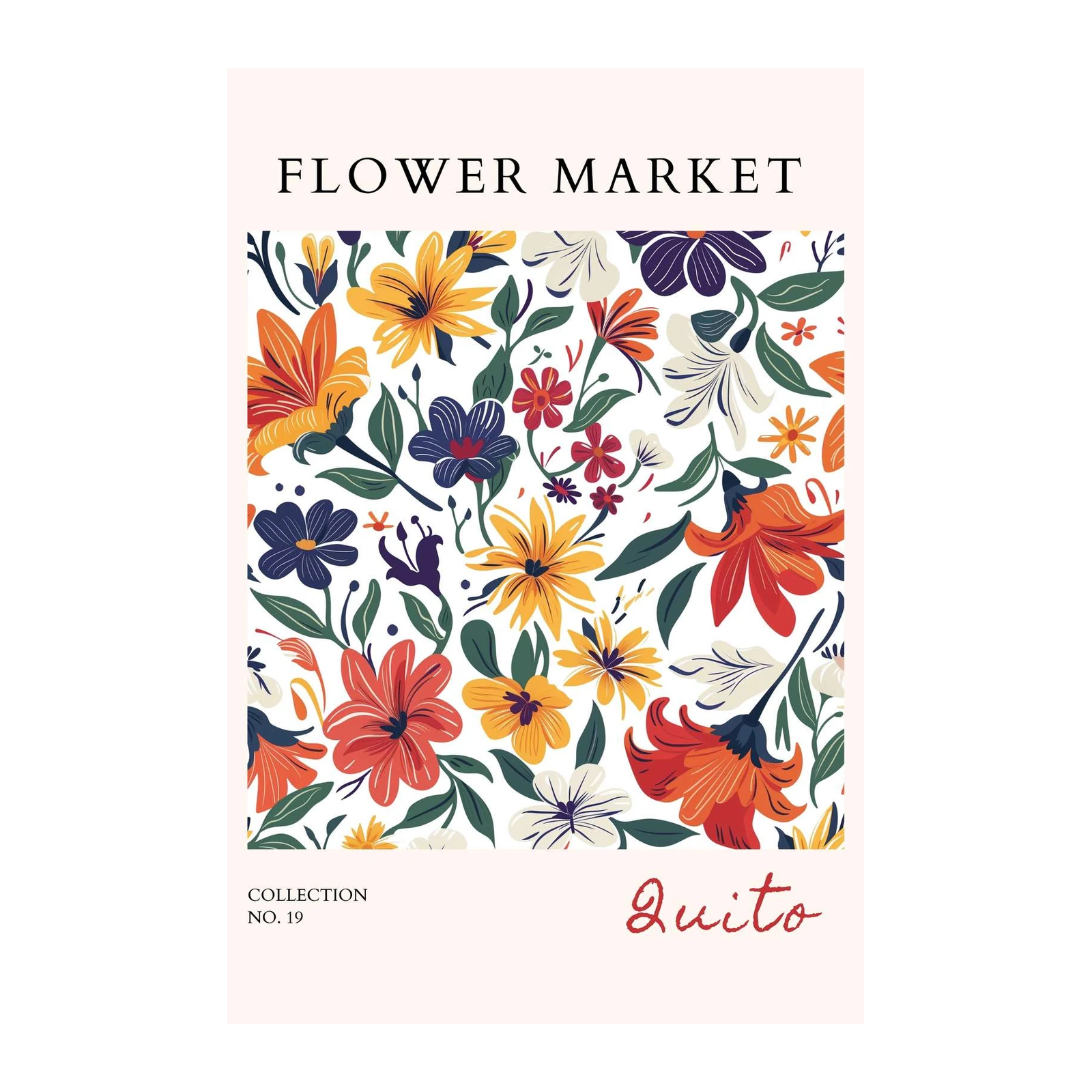 Vibrant Floral Market "Quito" Wall Art