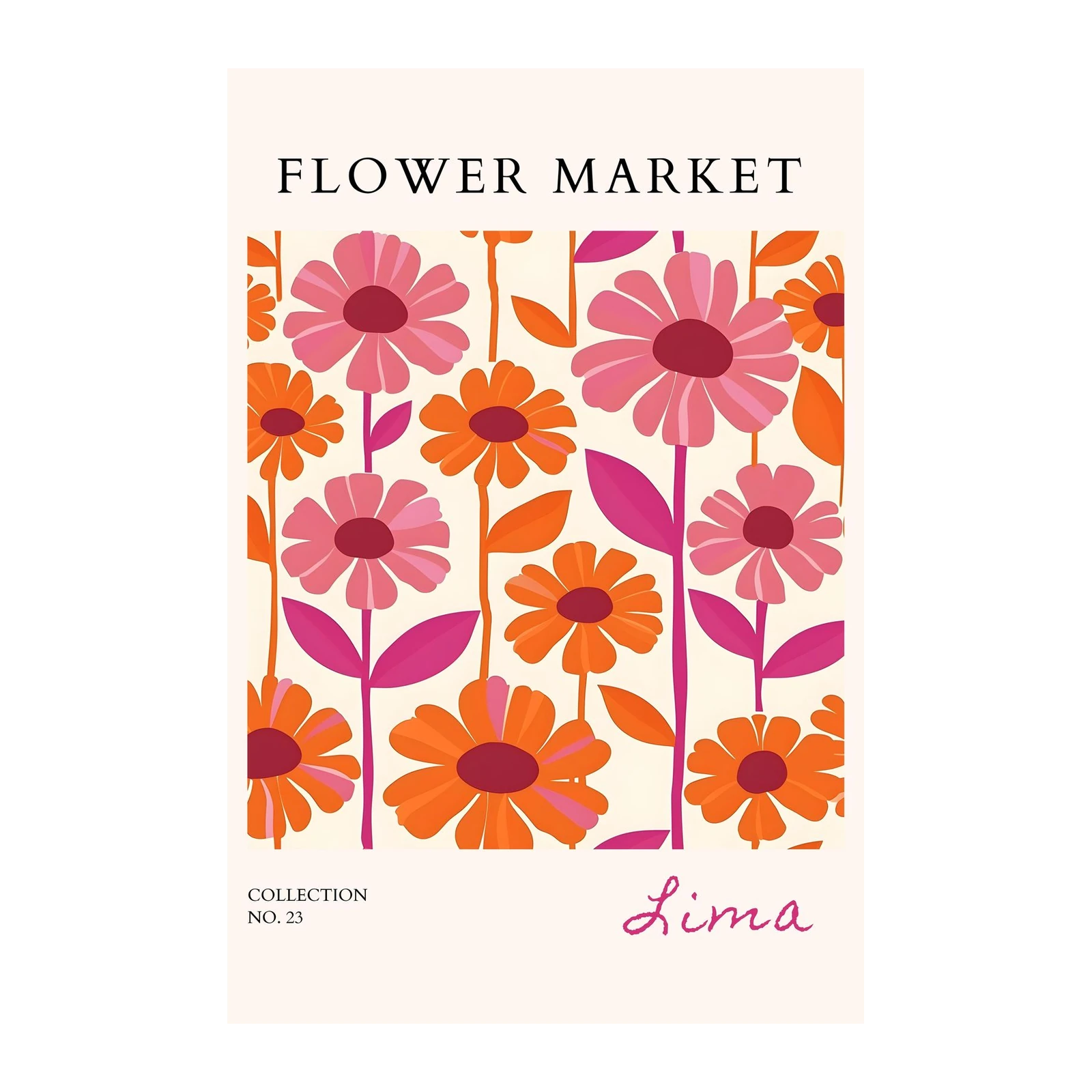 Retro Floral Garden "Flower Market" Wall Art