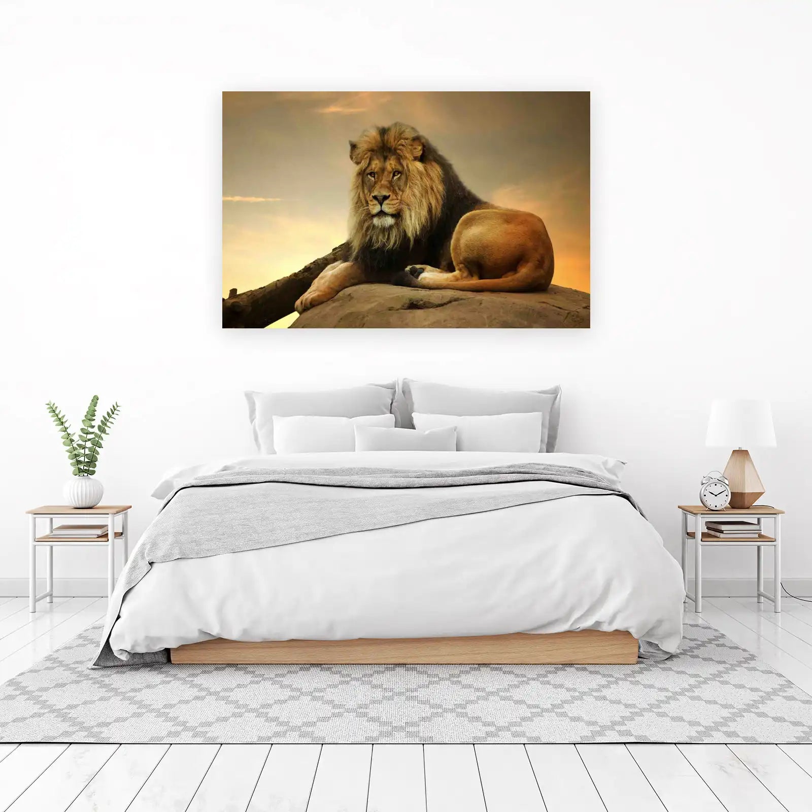 Majestic Lion on Rock Wall Art