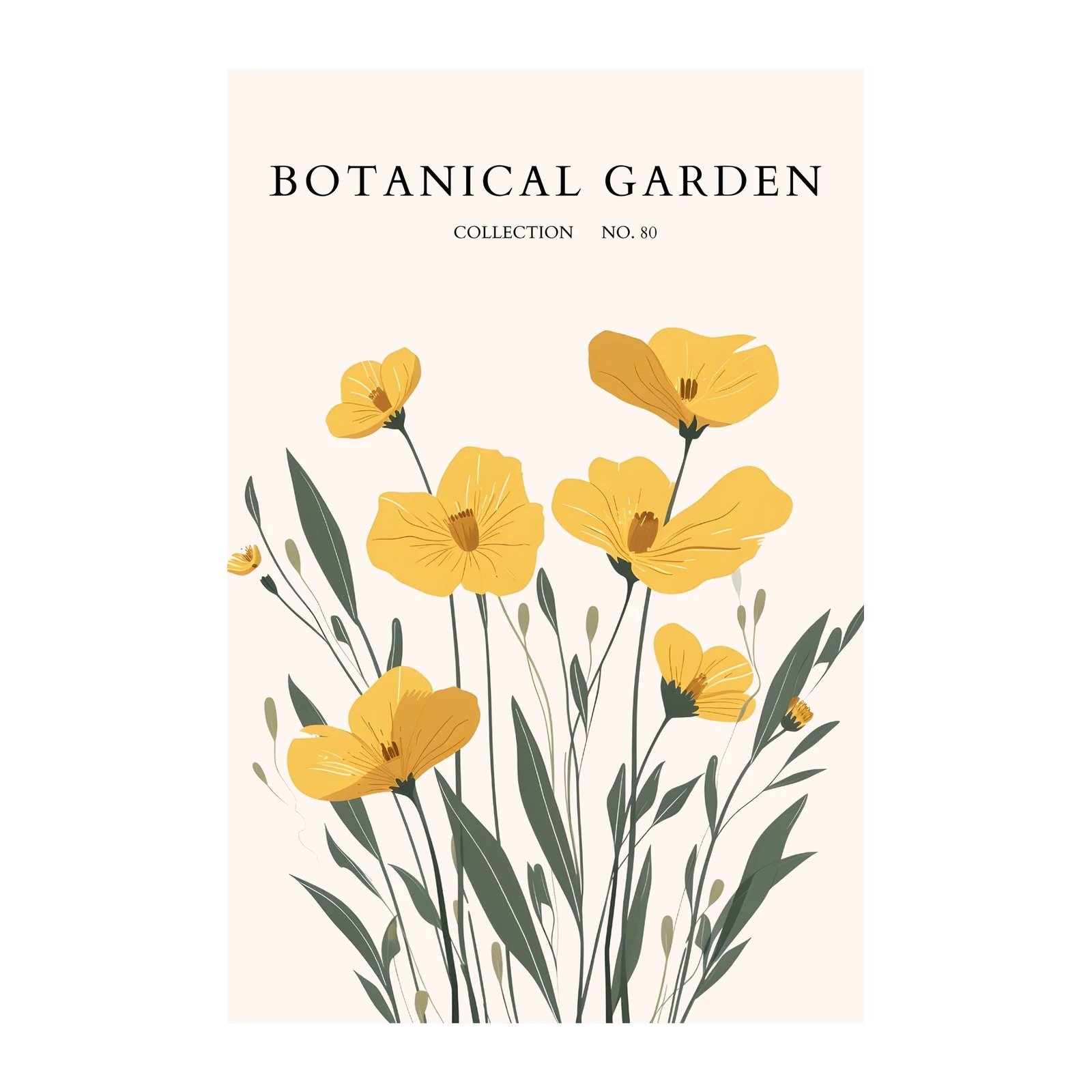 Golden Floral Botanical Garden Wall Art