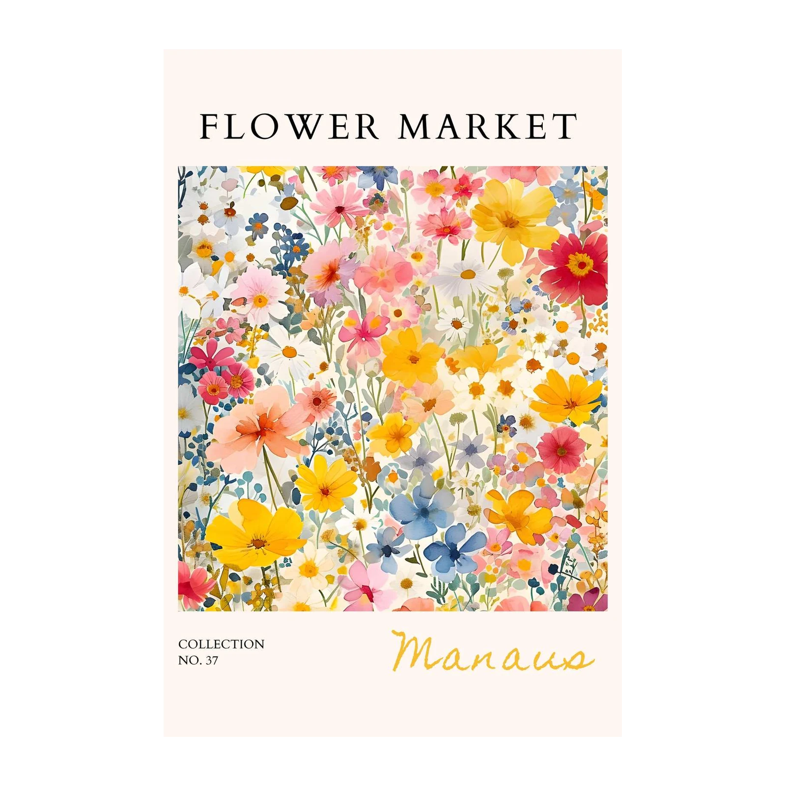 Vibrant Floral Market Watercolor Wall Art
