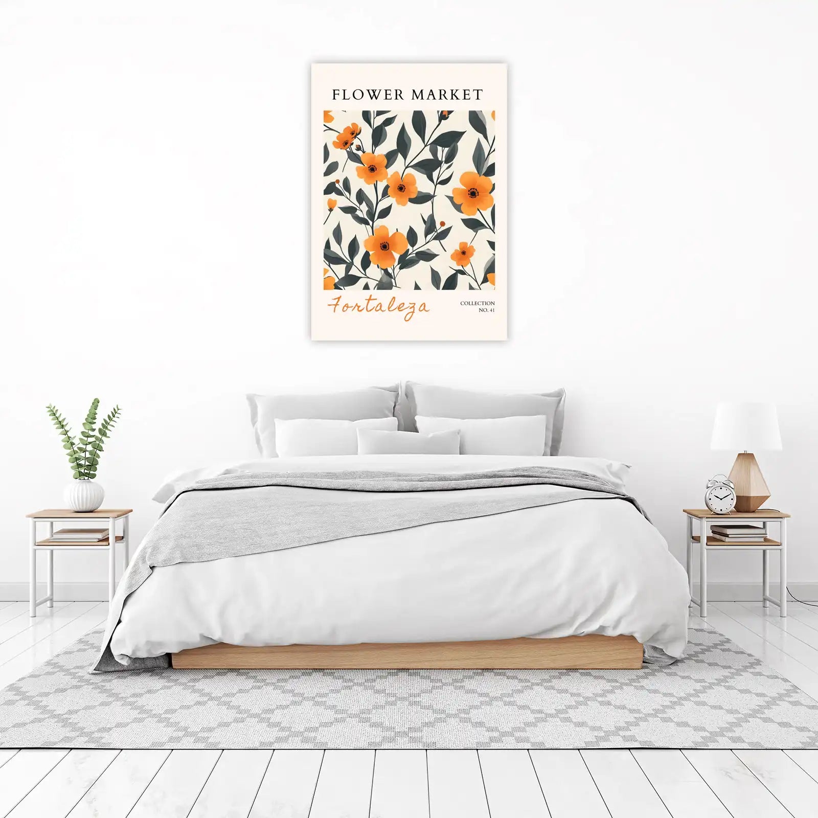 Vibrant Orange Floral "Fortaleza" Wall Art