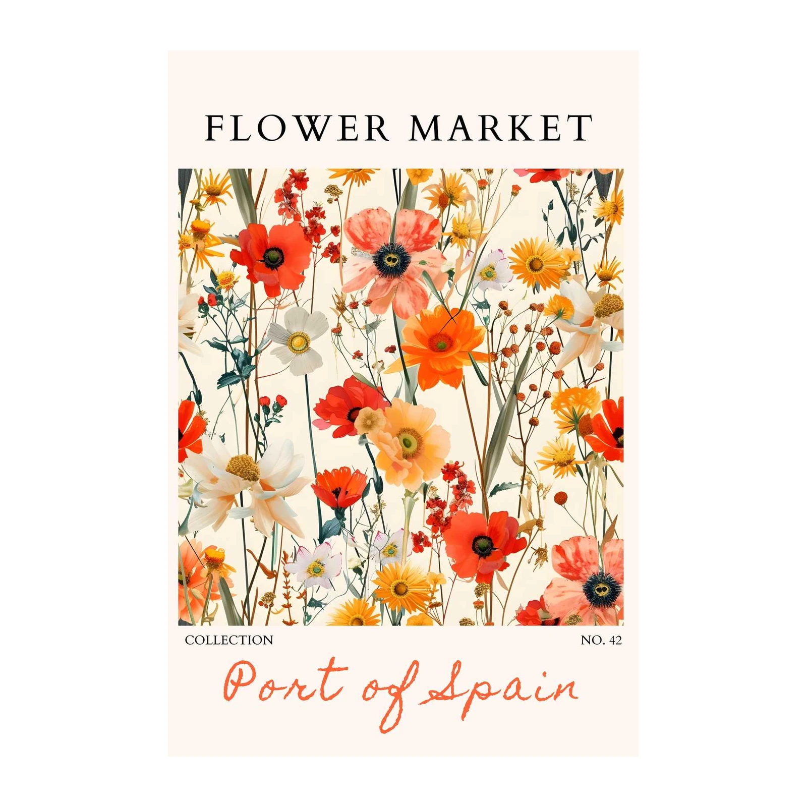 Vibrant Floral Meadow Wall Art - Port of Spain