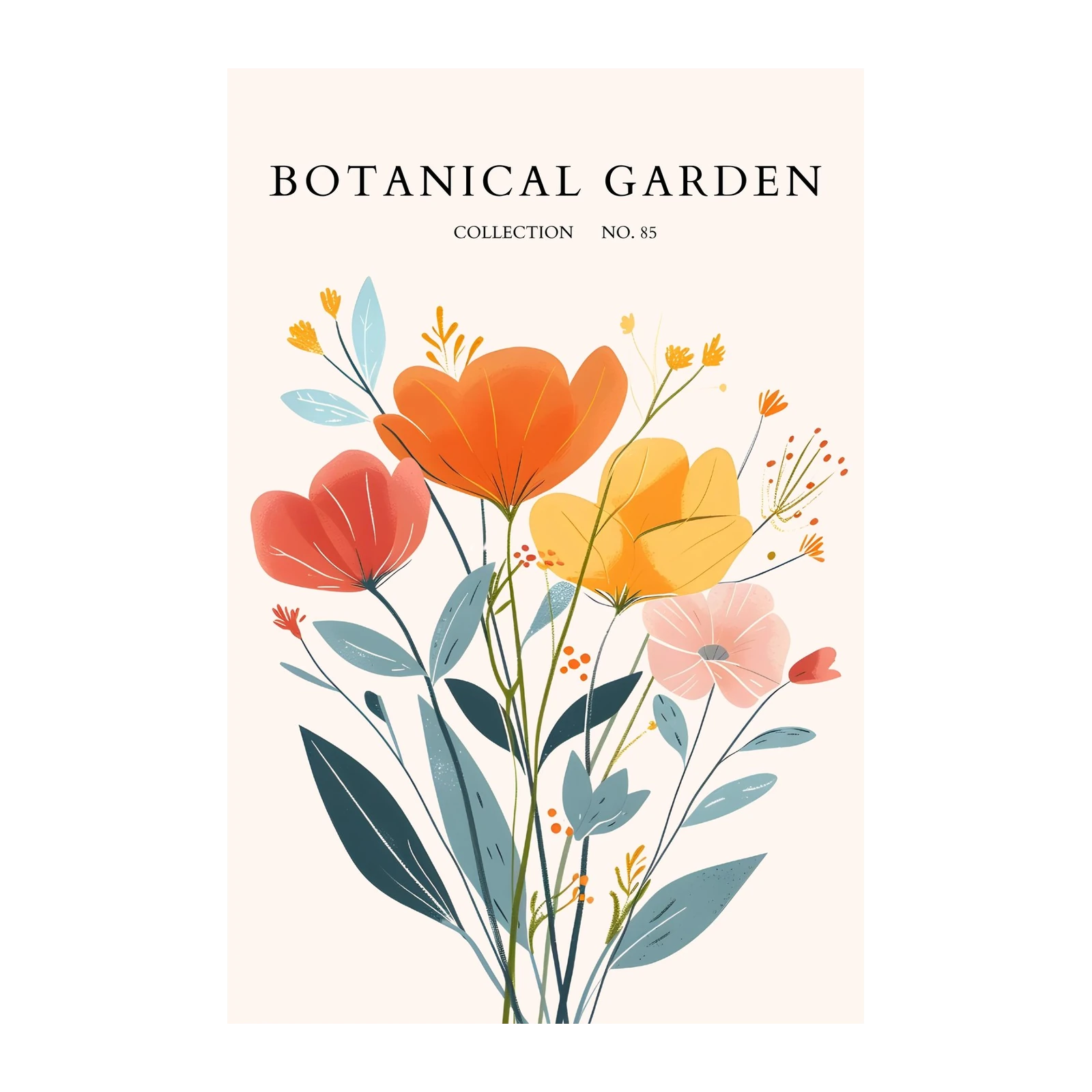 Vibrant Botanical Floral Garden Wall Art