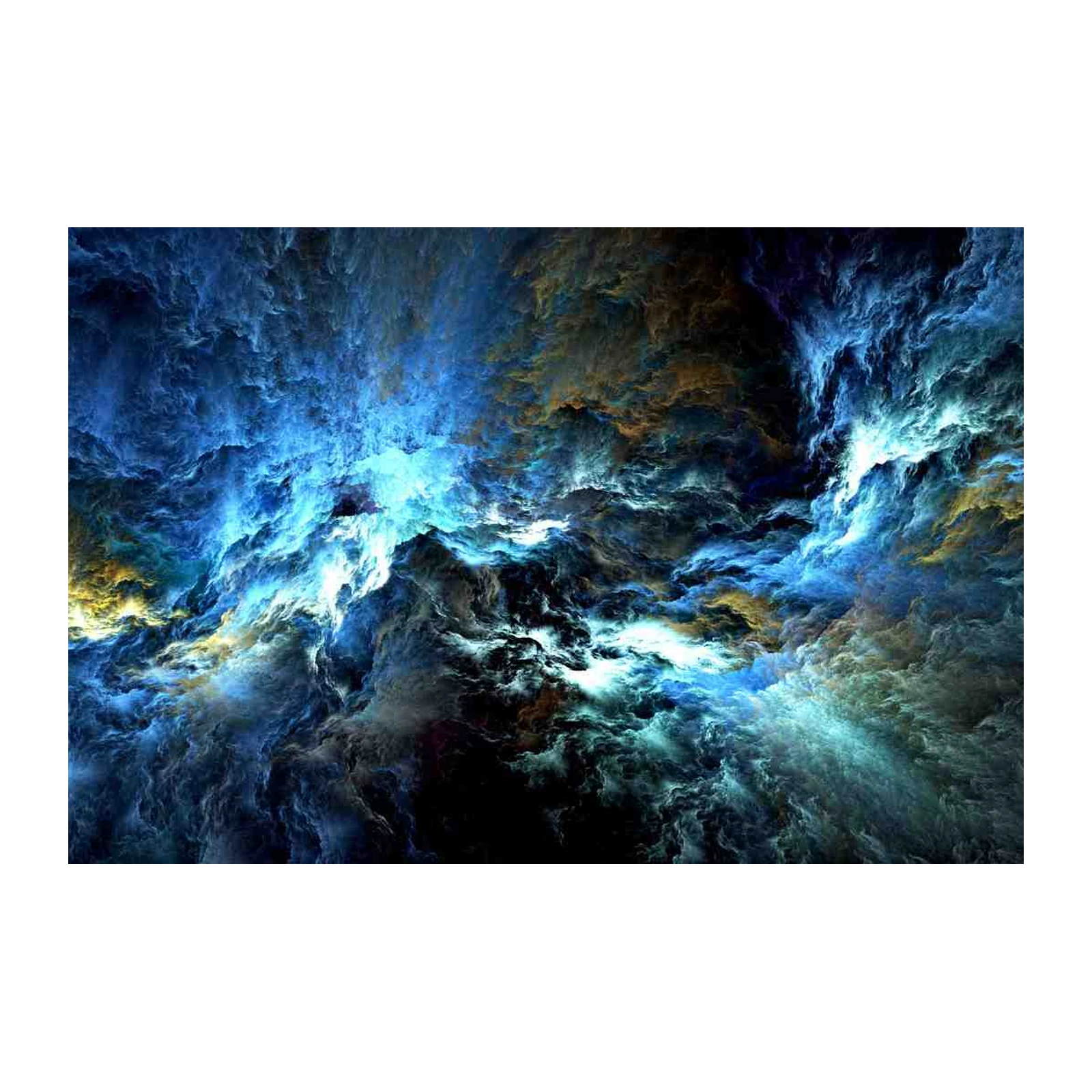 Mystic Nebula Abstract Blue Gold Wall Art