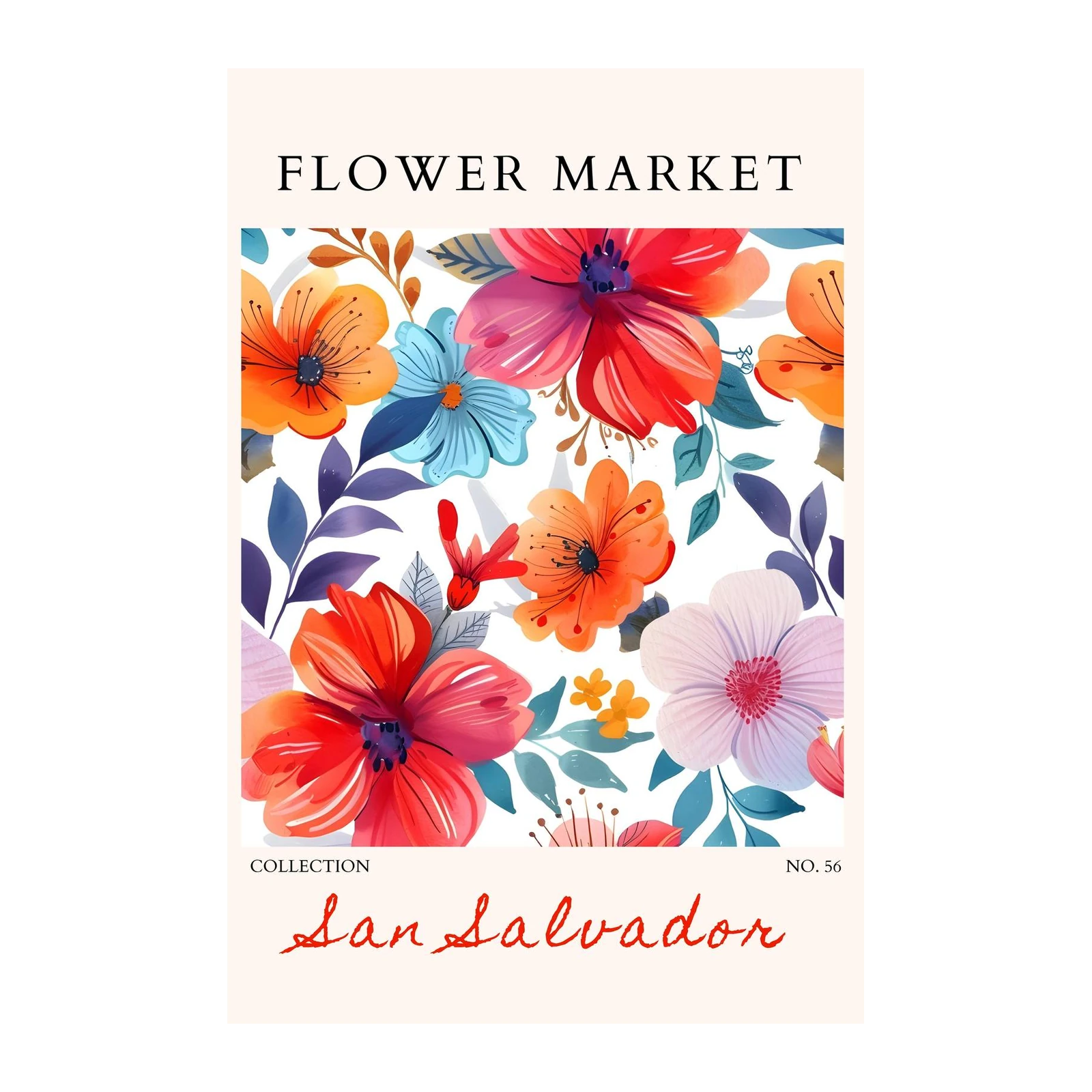 Vibrant Floral Market San Salvador Wall Art