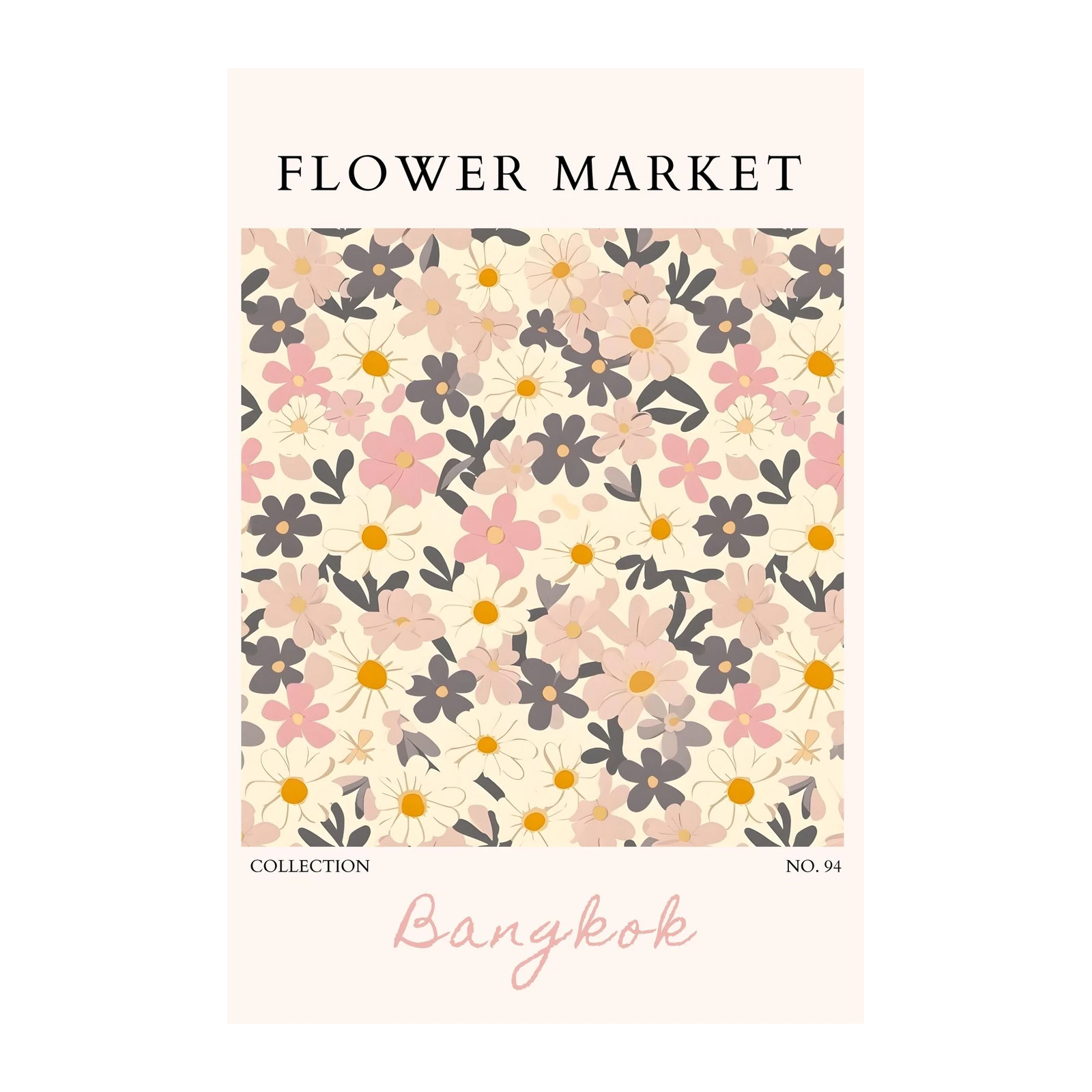 Retro Floral Market Bangkok Wall Art