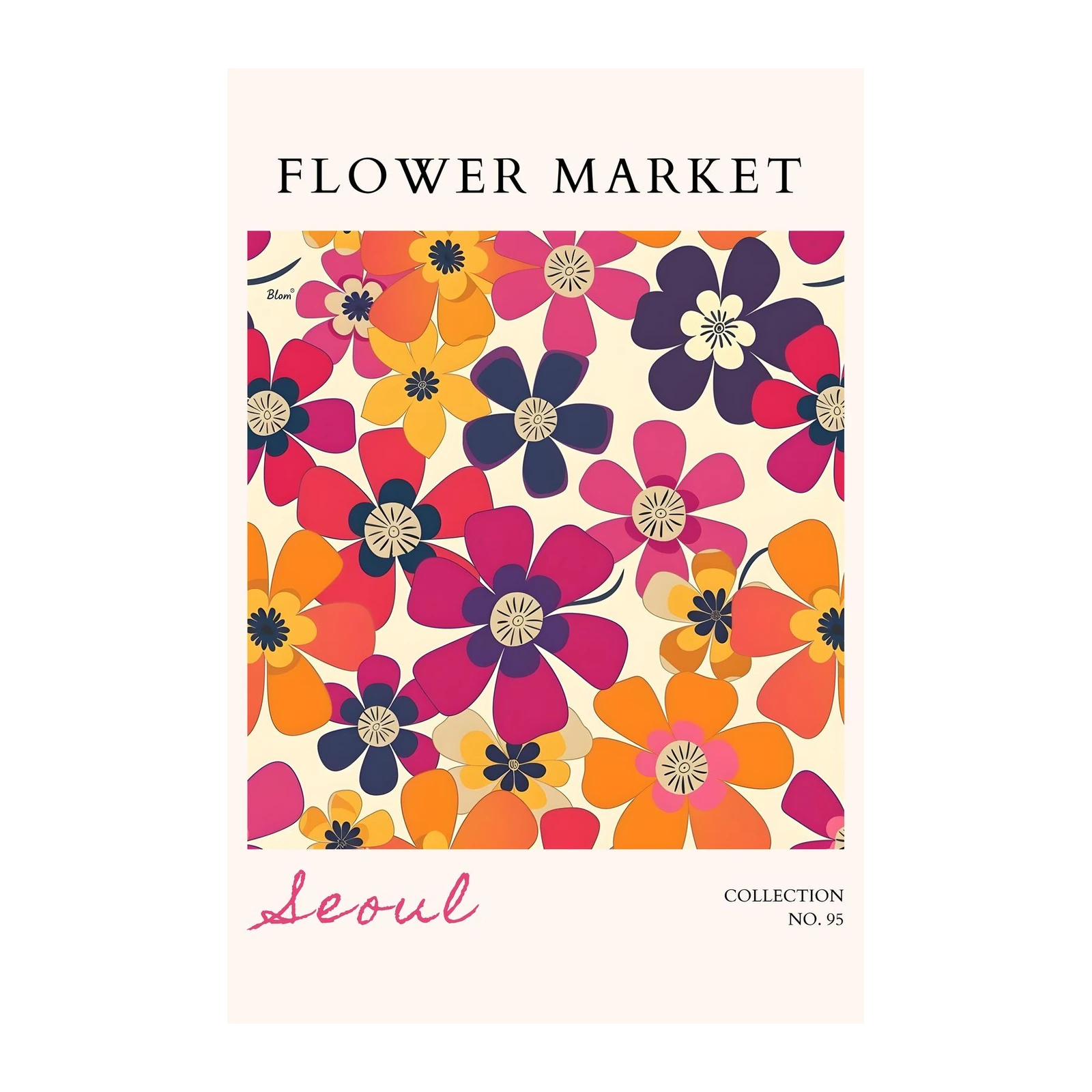Retro Floral Seoul Flower Market Wall Art