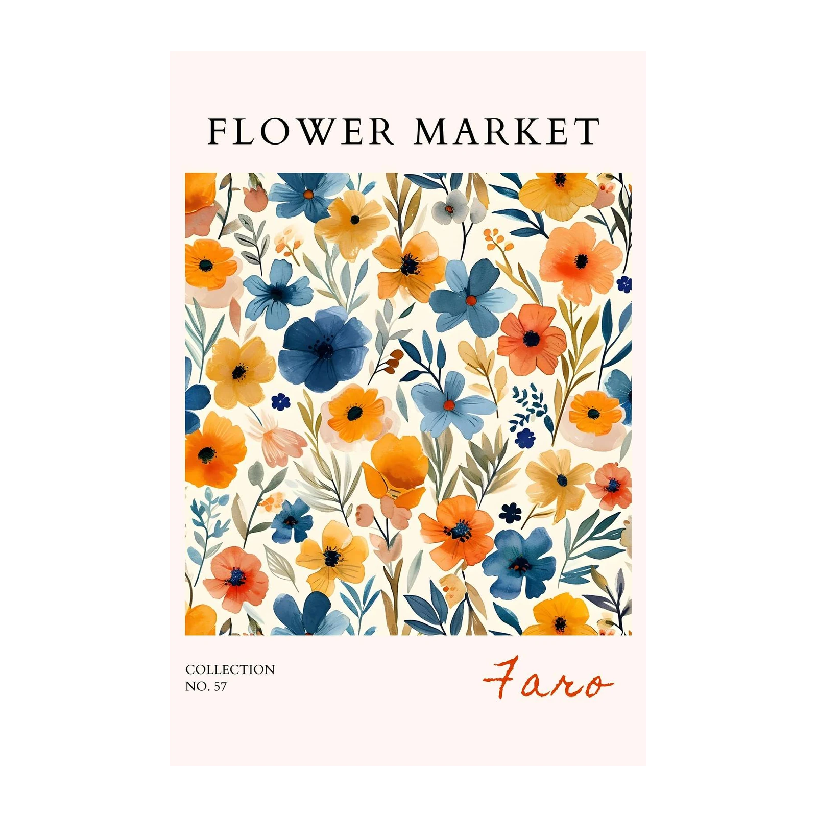 Vibrant Floral Market Watercolor Wall Art