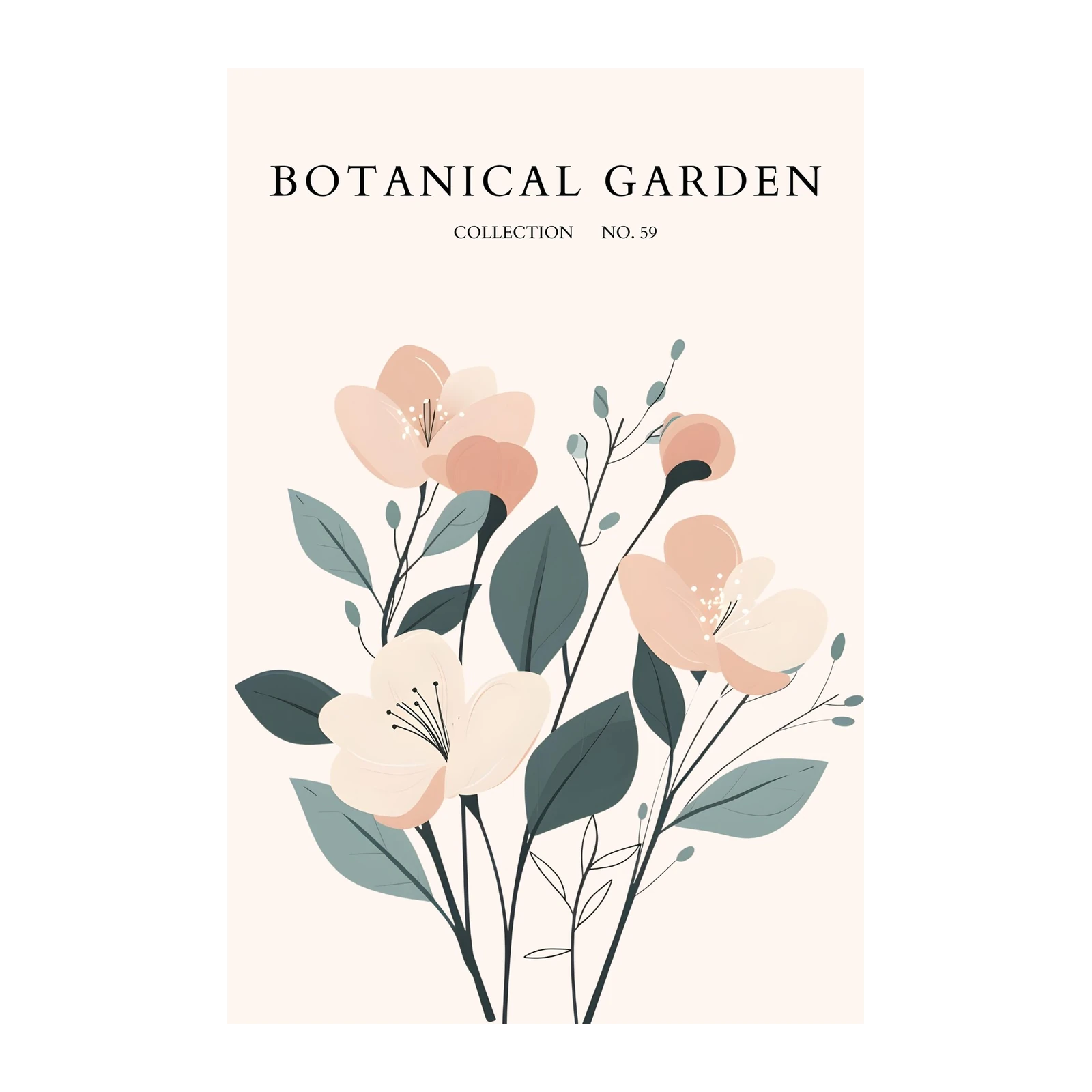 Soft Botanical Garden Blooms Wall Art
