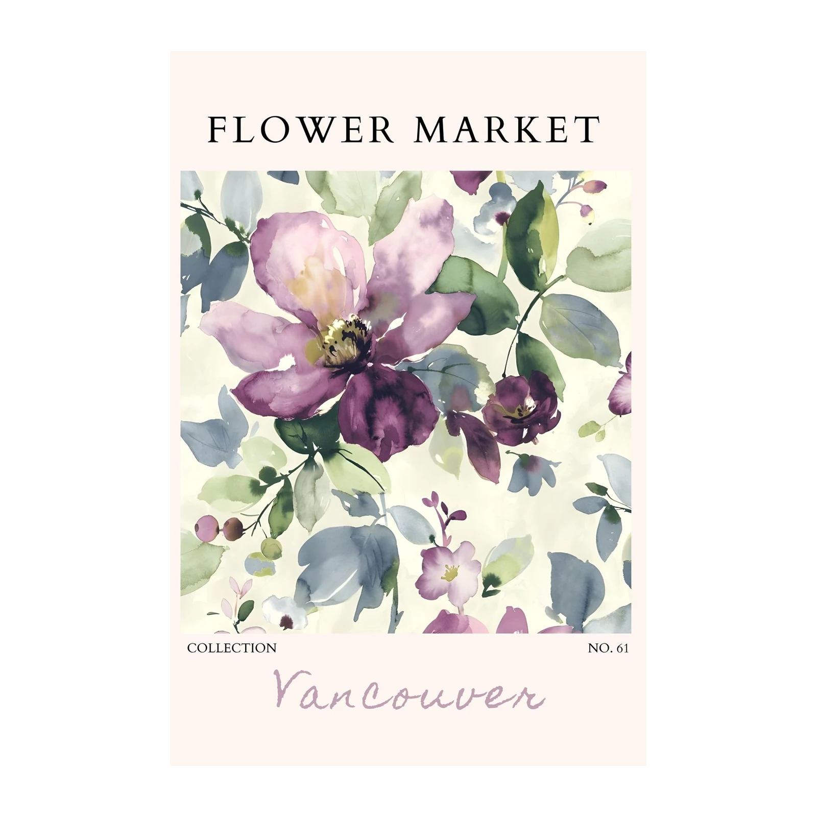 Elegant Floral Watercolor Vancouver Wall Art