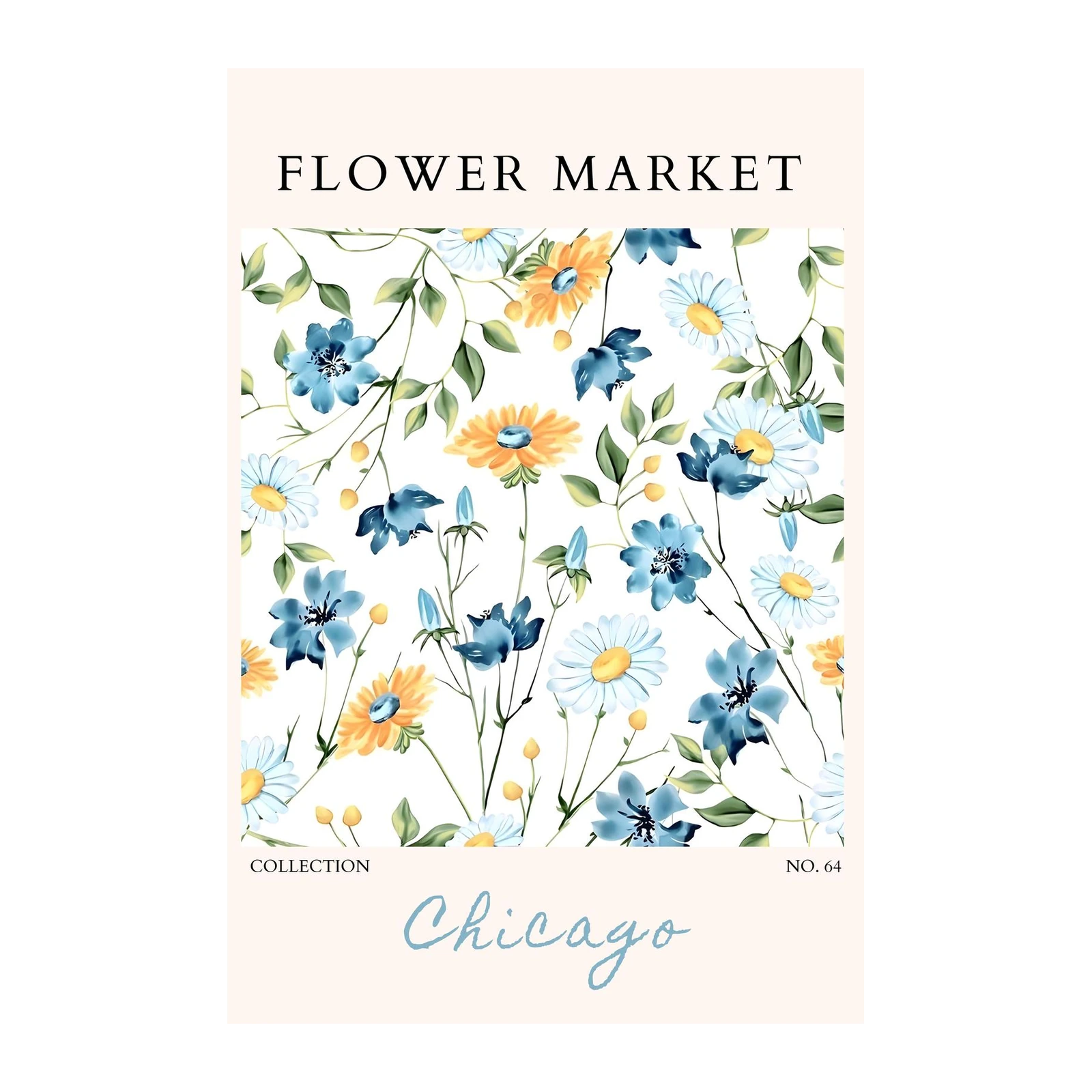 Vintage Floral "Chicago" Wall Art