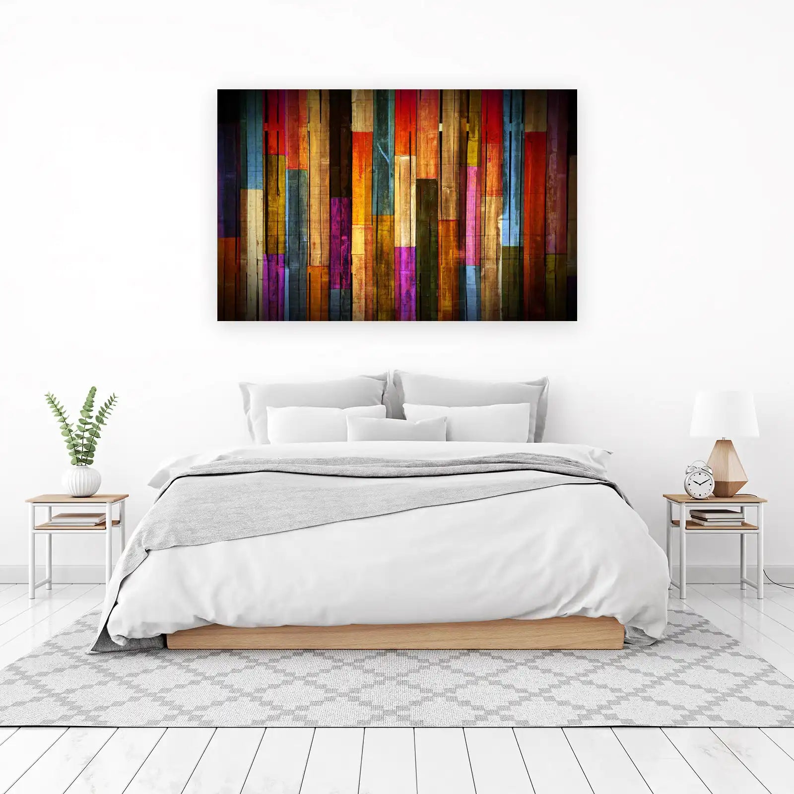 Vibrant Wood Panel Abstract Wall Art