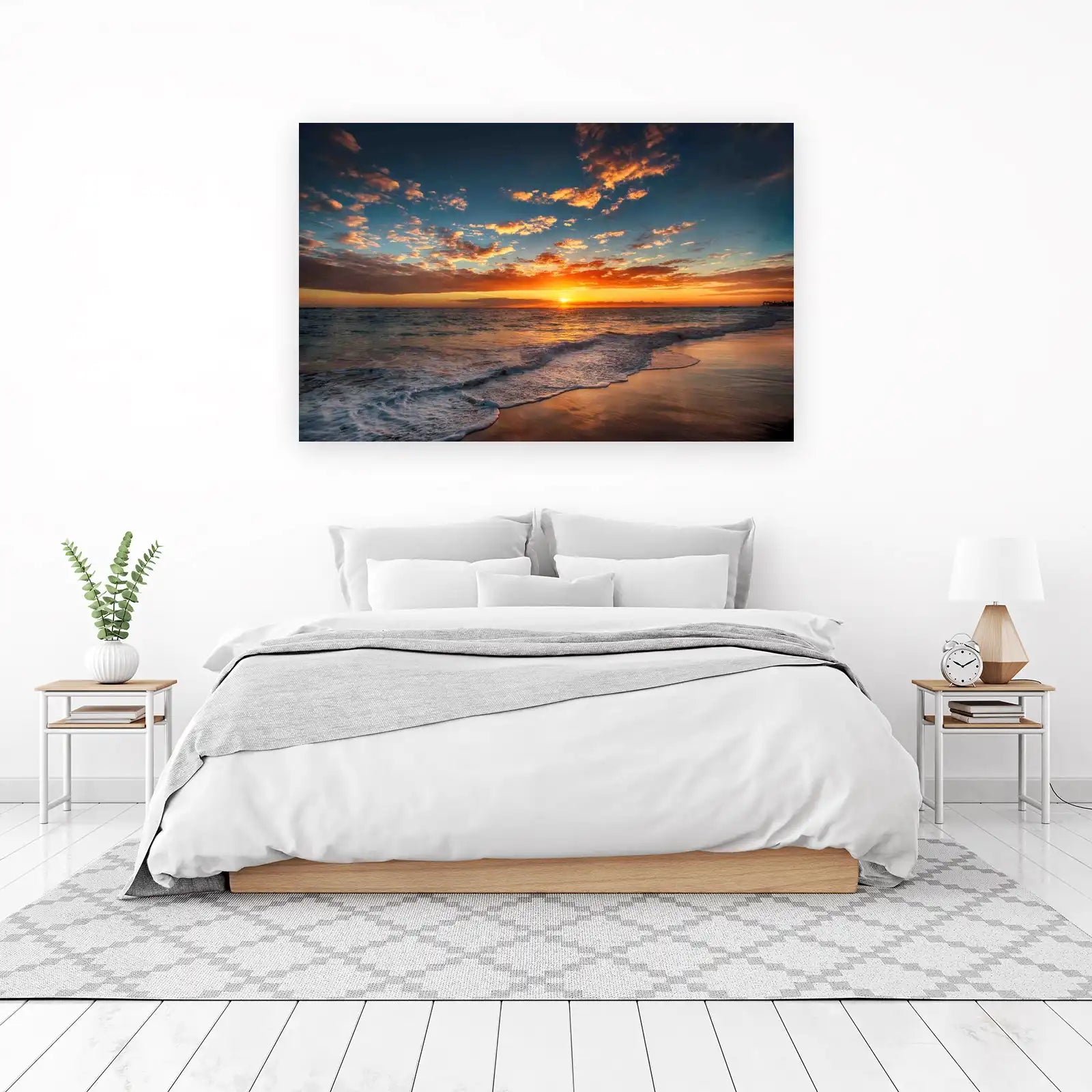 Serene Sunset Beach Ocean Wall Art
