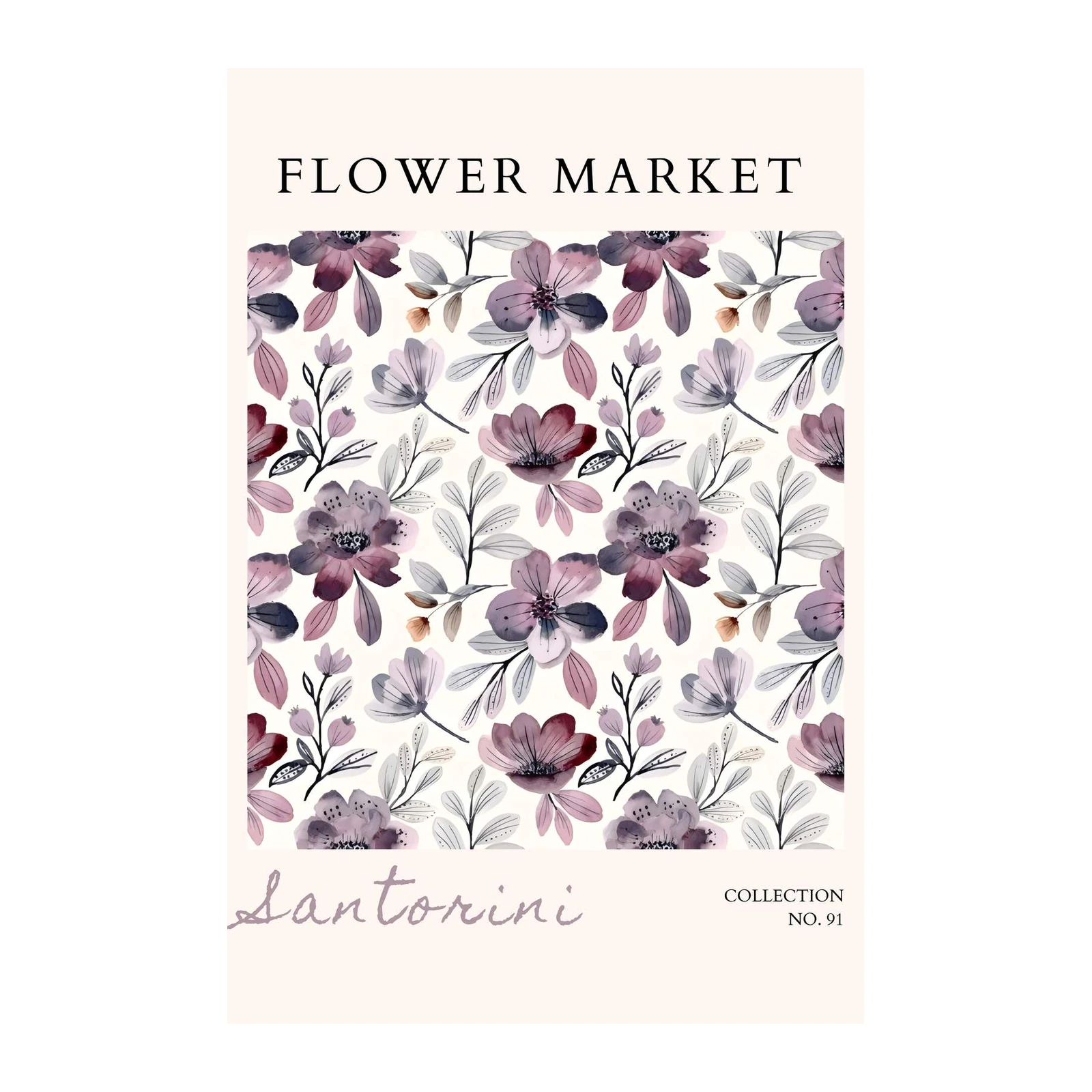 Vintage Floral Santorini Collection Wall Art Wall Art