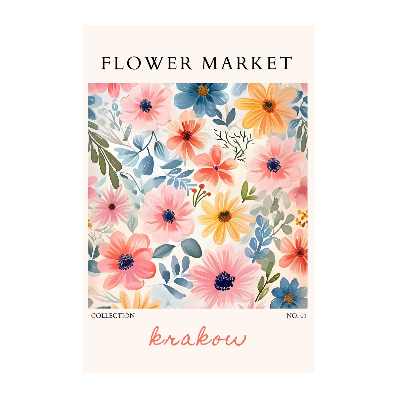Vibrant Watercolor Floral Market Wall Art