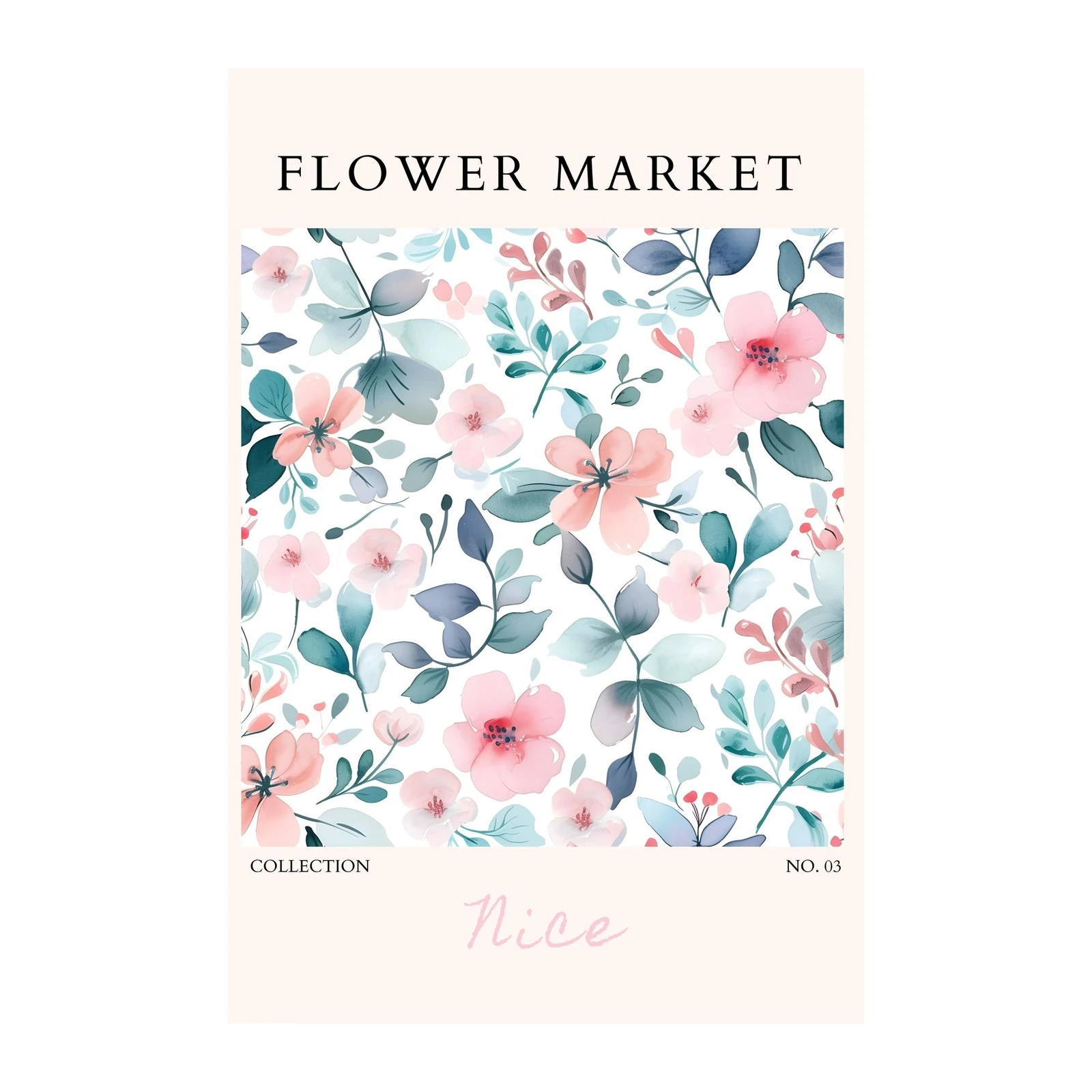 Soft Floral Watercolor "Flower Market" Wall Art